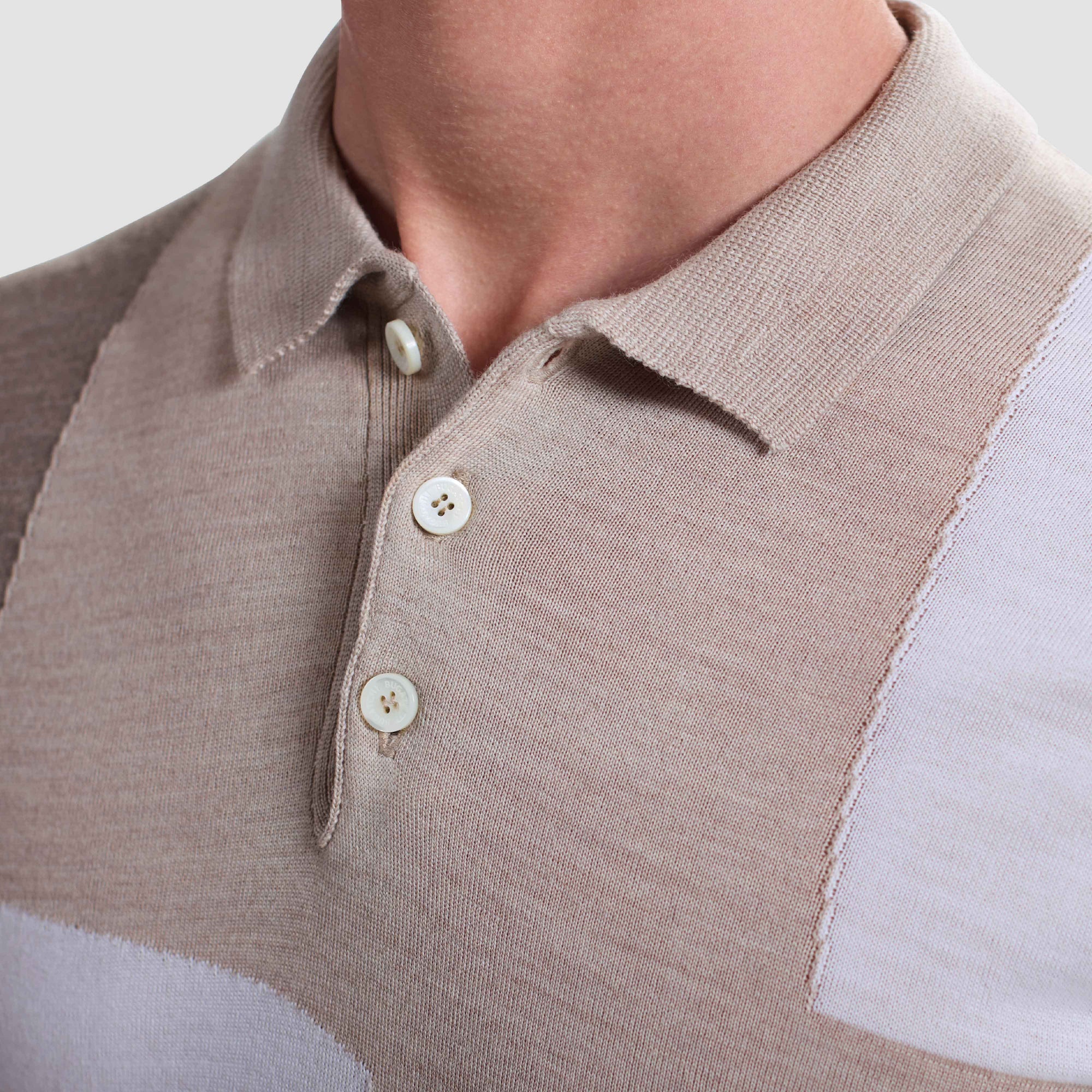 Geometric Intarsia Merino Polo Sweater