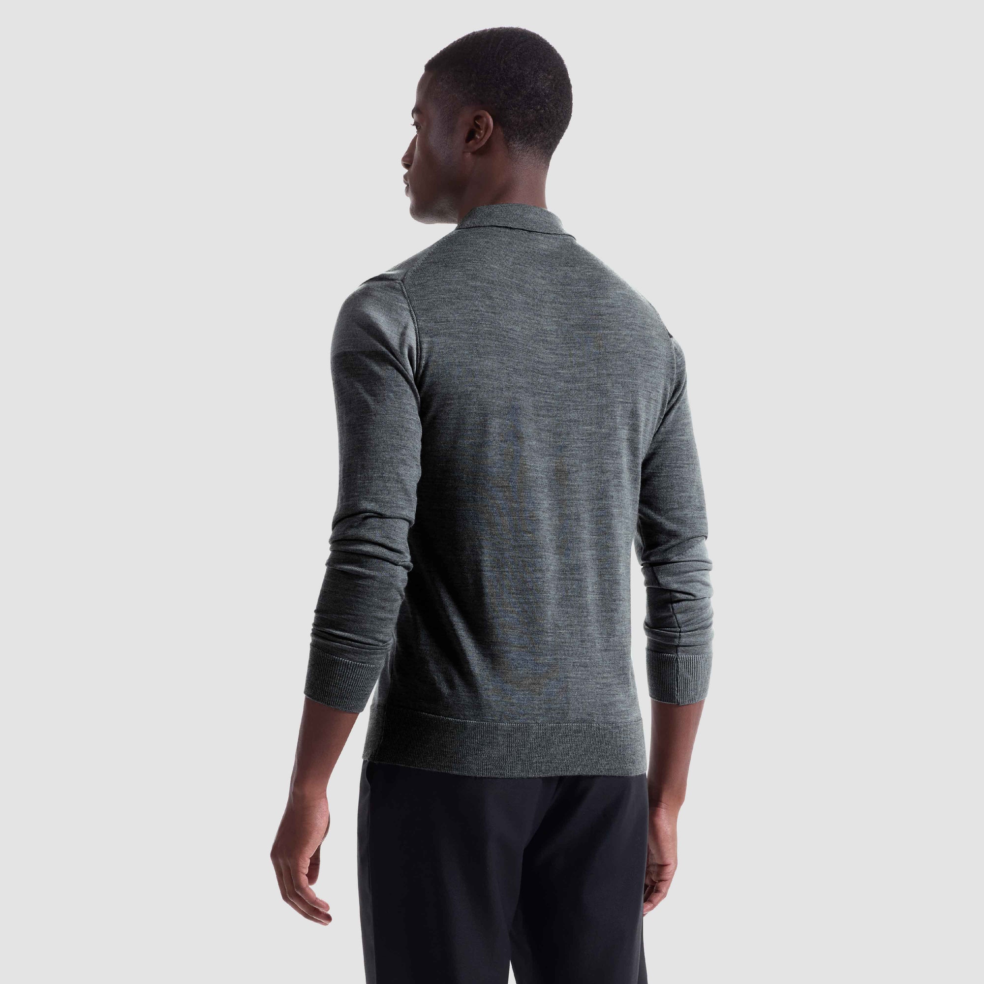 Geometric Intarsia Merino Polo Sweater