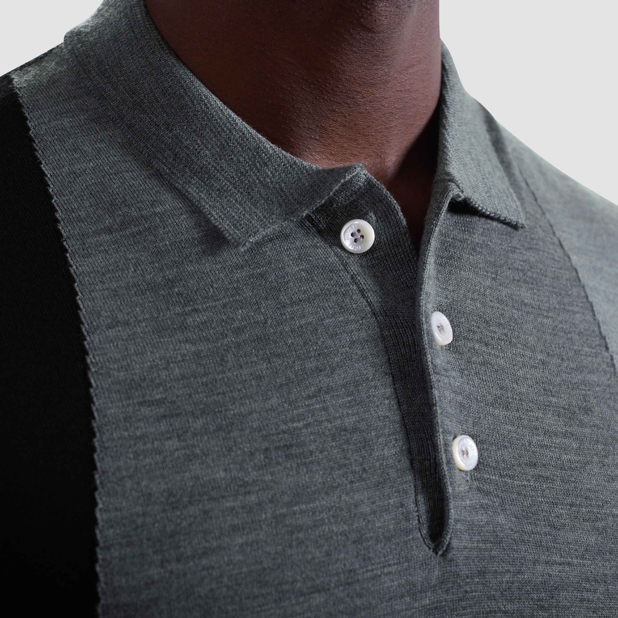 Geometric Intarsia Merino Polo Sweater