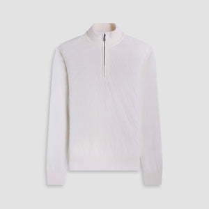 Diamond Stitch Merino-Silk Quarter-Zip Sweater