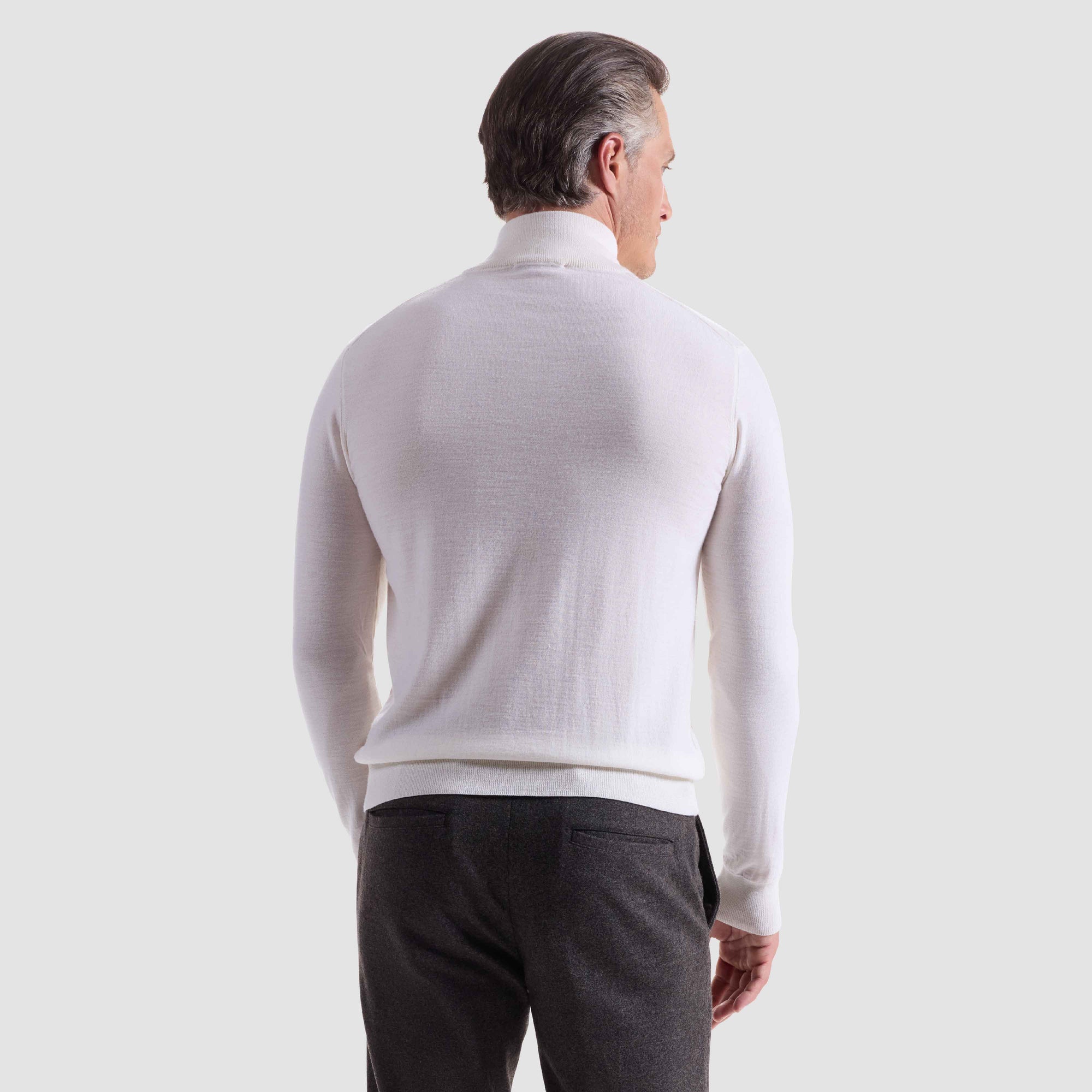 Diamond Stitch Merino-Silk Quarter-Zip Sweater