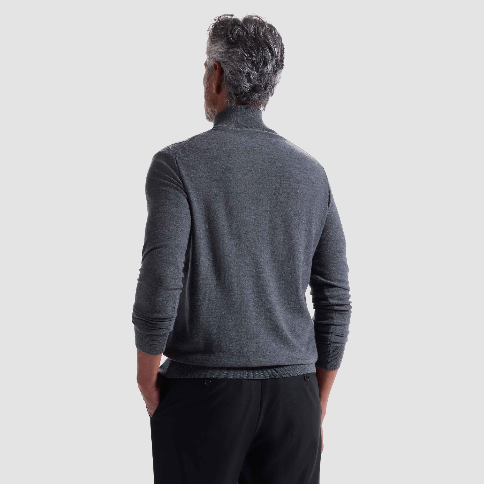 Diamond Stitch Merino-Silk Quarter-Zip Sweater