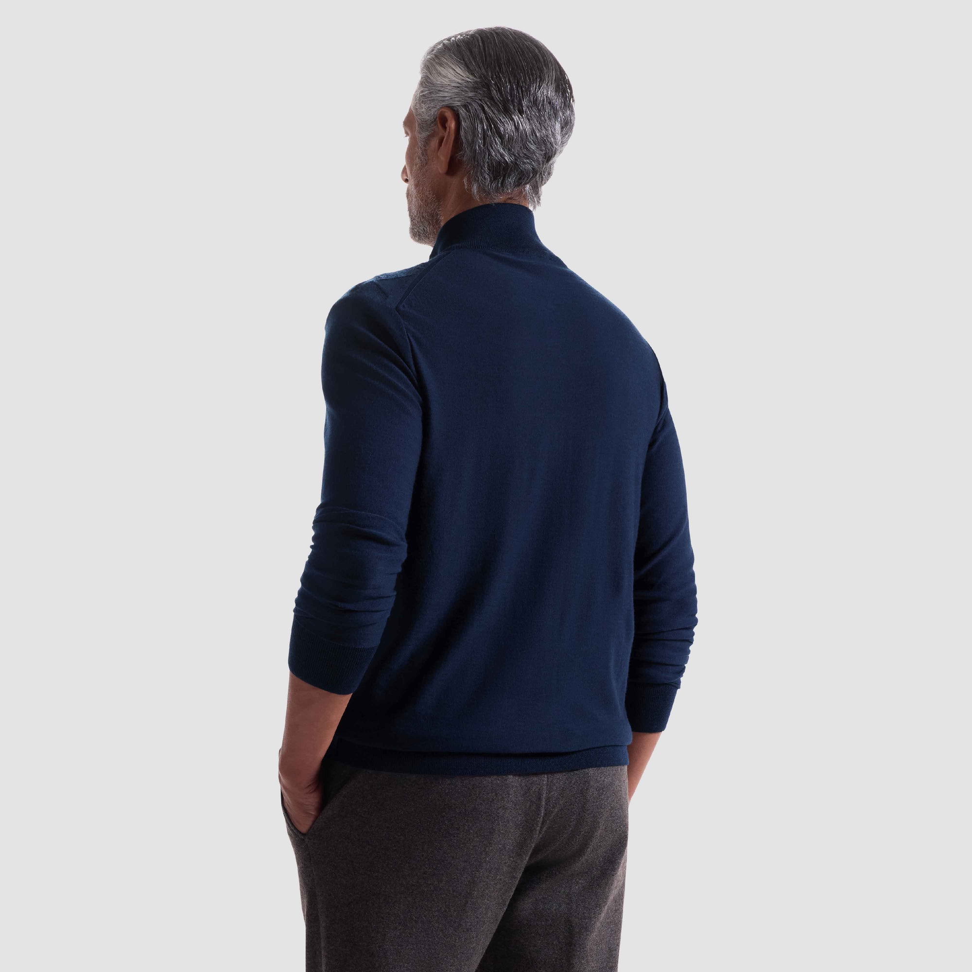 Diamond Stitch Merino-Silk Quarter-Zip Sweater