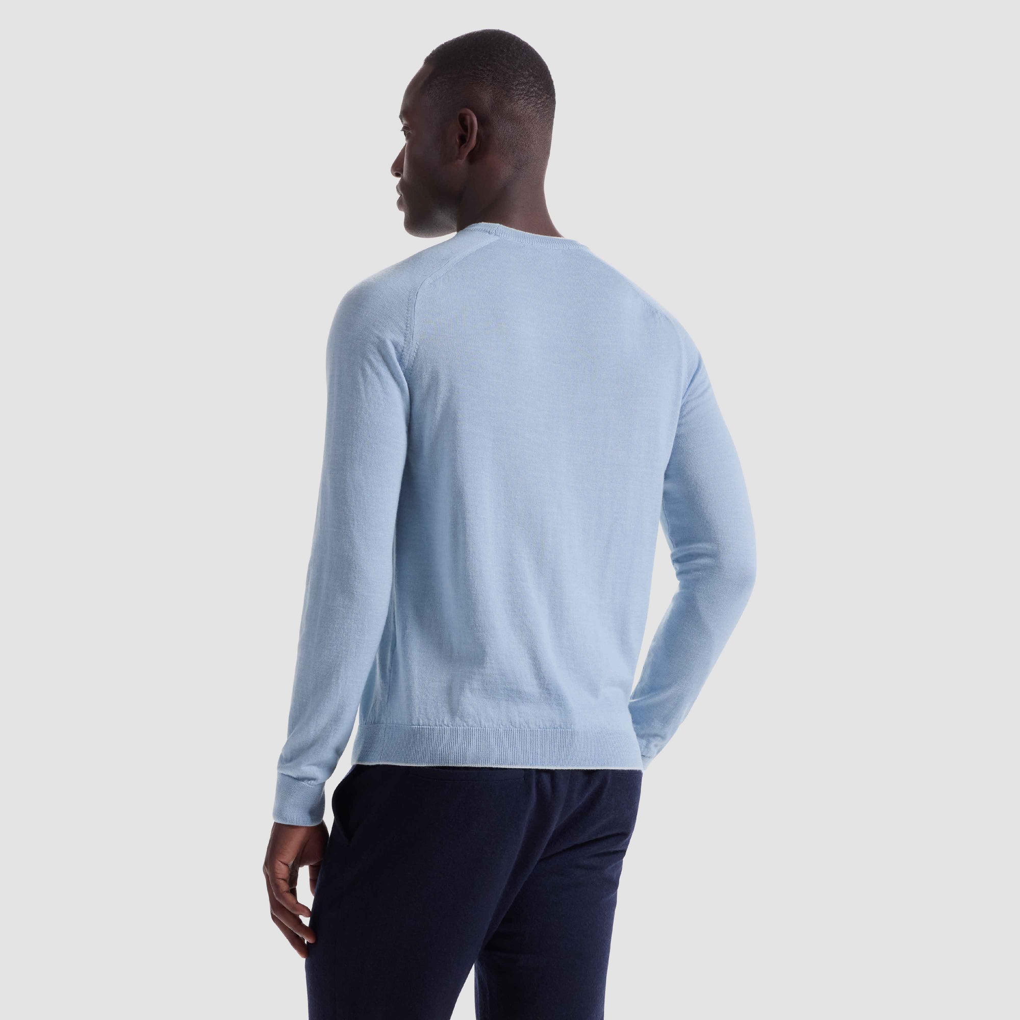 Melange Merino-Silk-Linen Crewneck Sweater