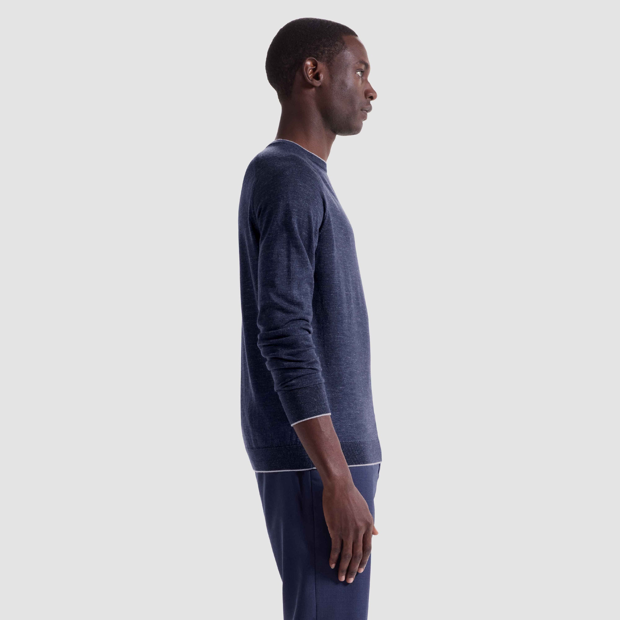 Melange Merino-Silk-Linen Crewneck Sweater