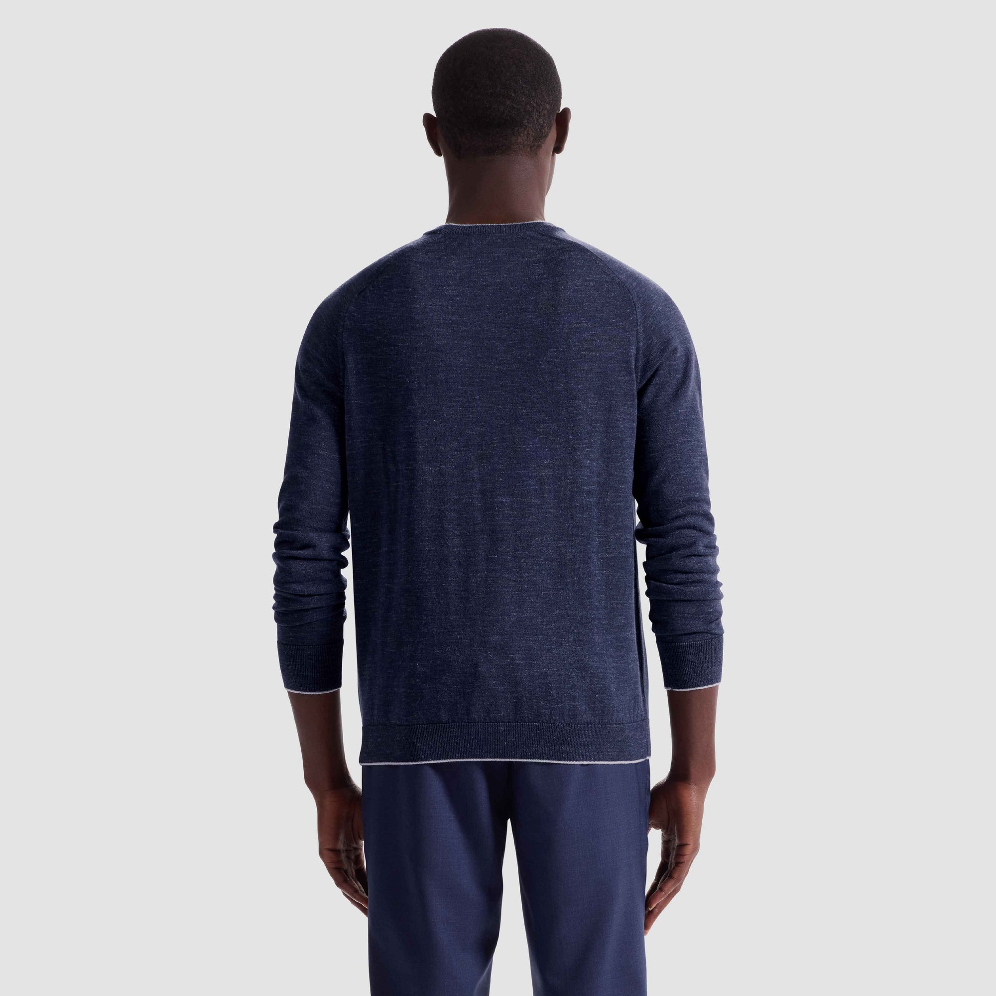 Melange Merino-Silk-Linen Crewneck Sweater