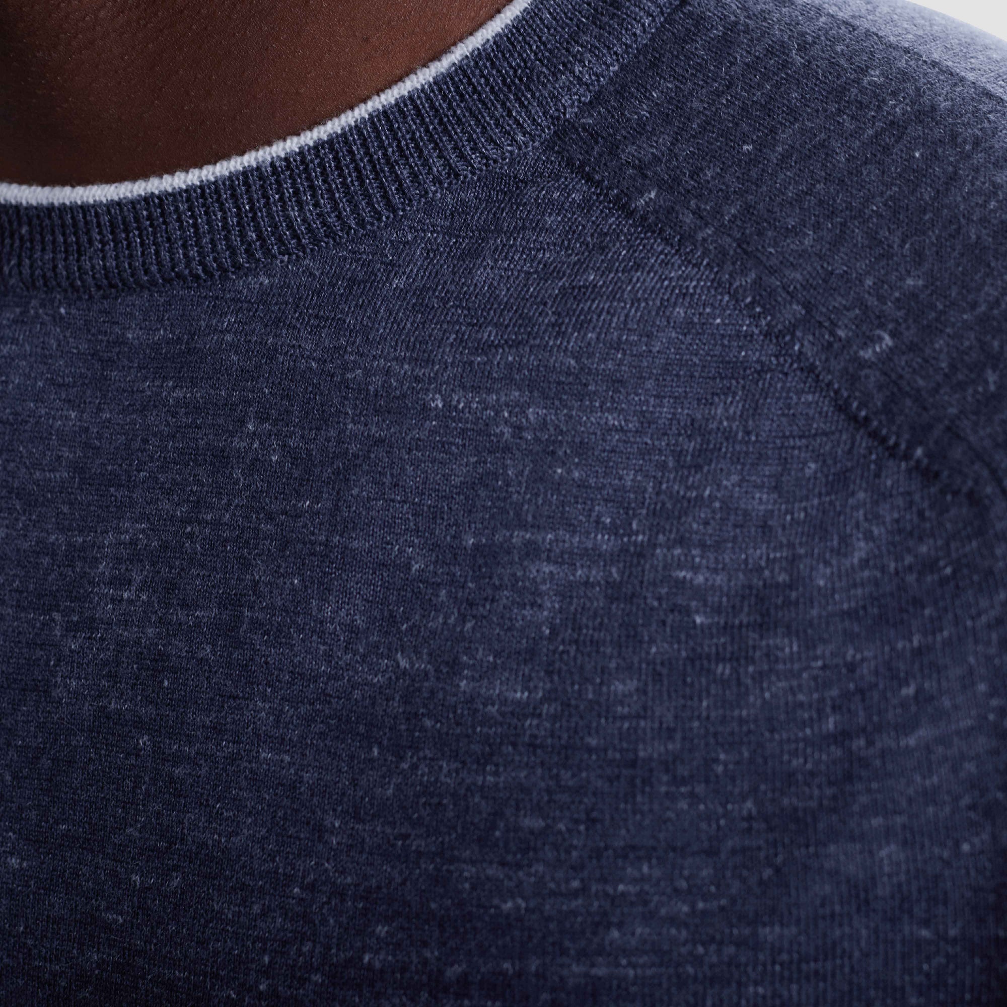 Melange Merino-Silk-Linen Crewneck Sweater