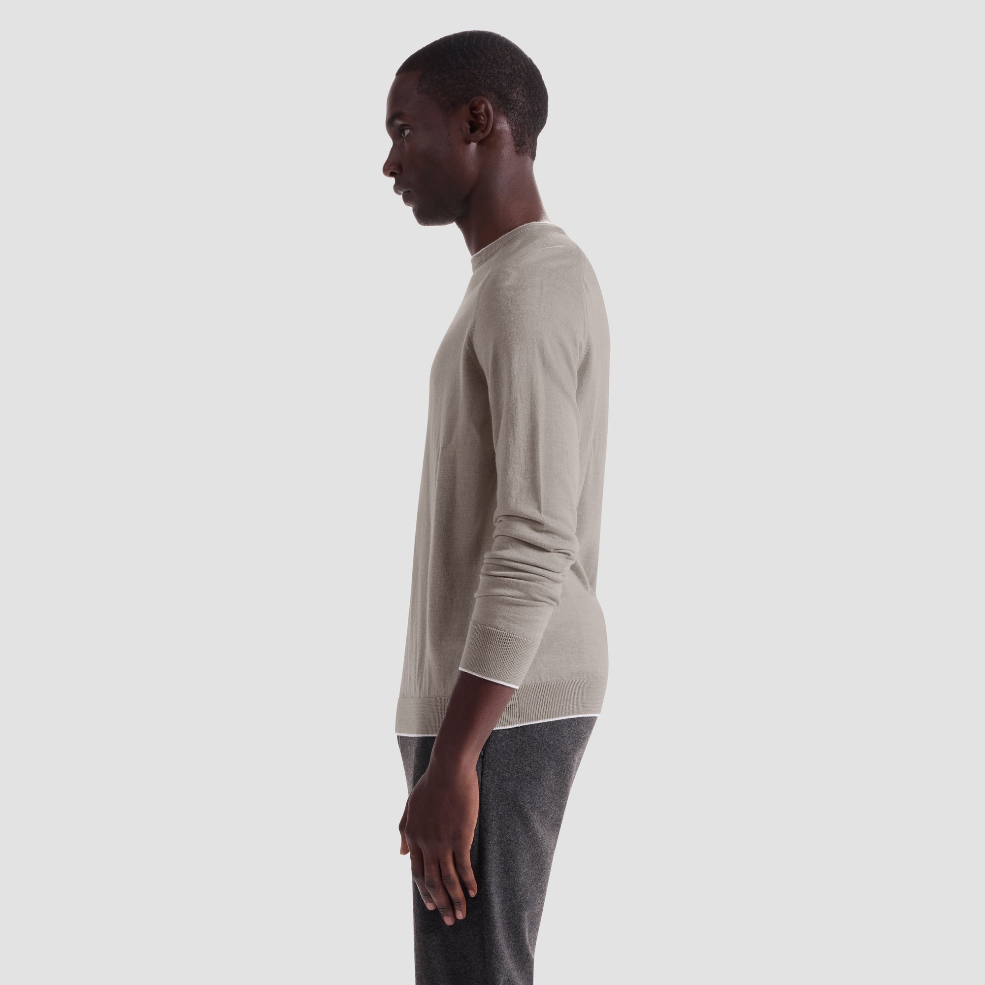 Melange Merino-Silk-Linen Crewneck Sweater