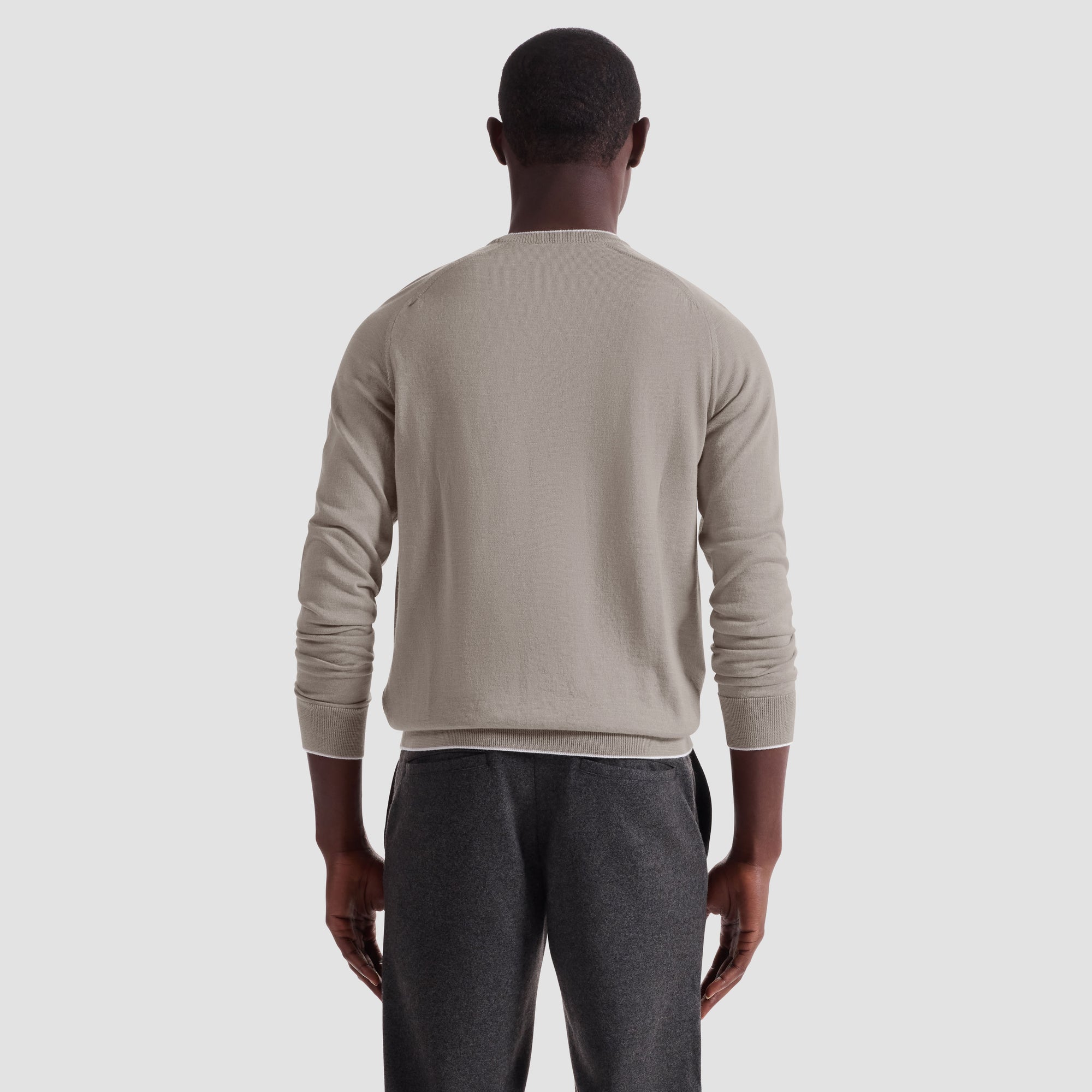 Melange Merino-Silk-Linen Crewneck Sweater
