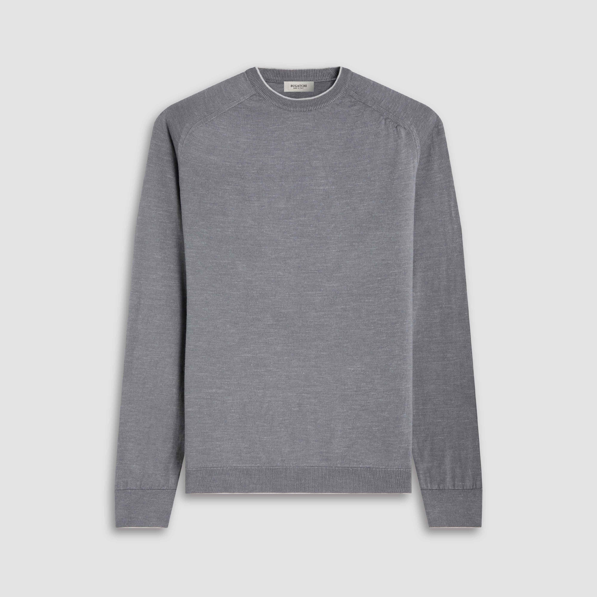 Melange Merino-Silk-Linen Crewneck Sweater