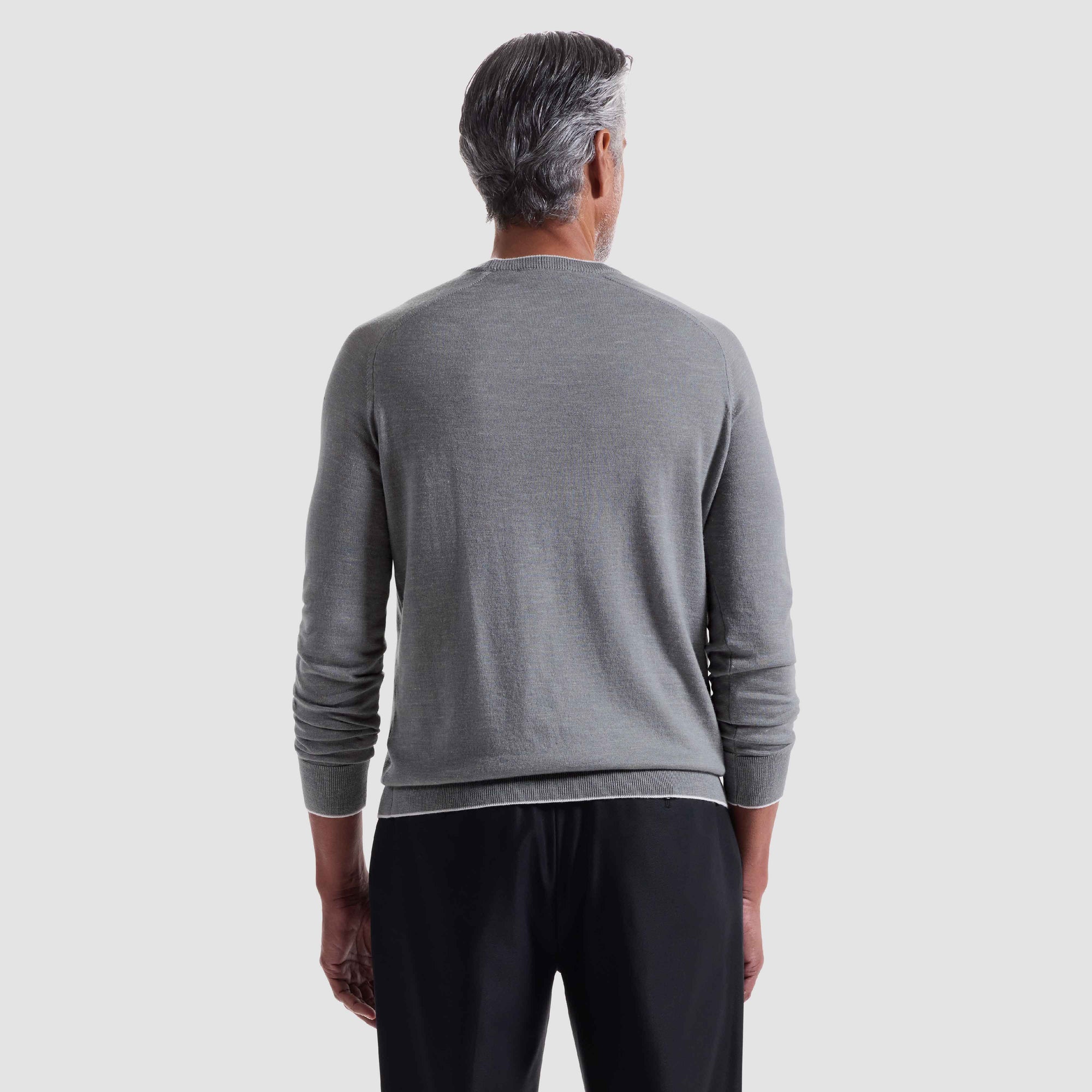 Melange Merino-Silk-Linen Crewneck Sweater