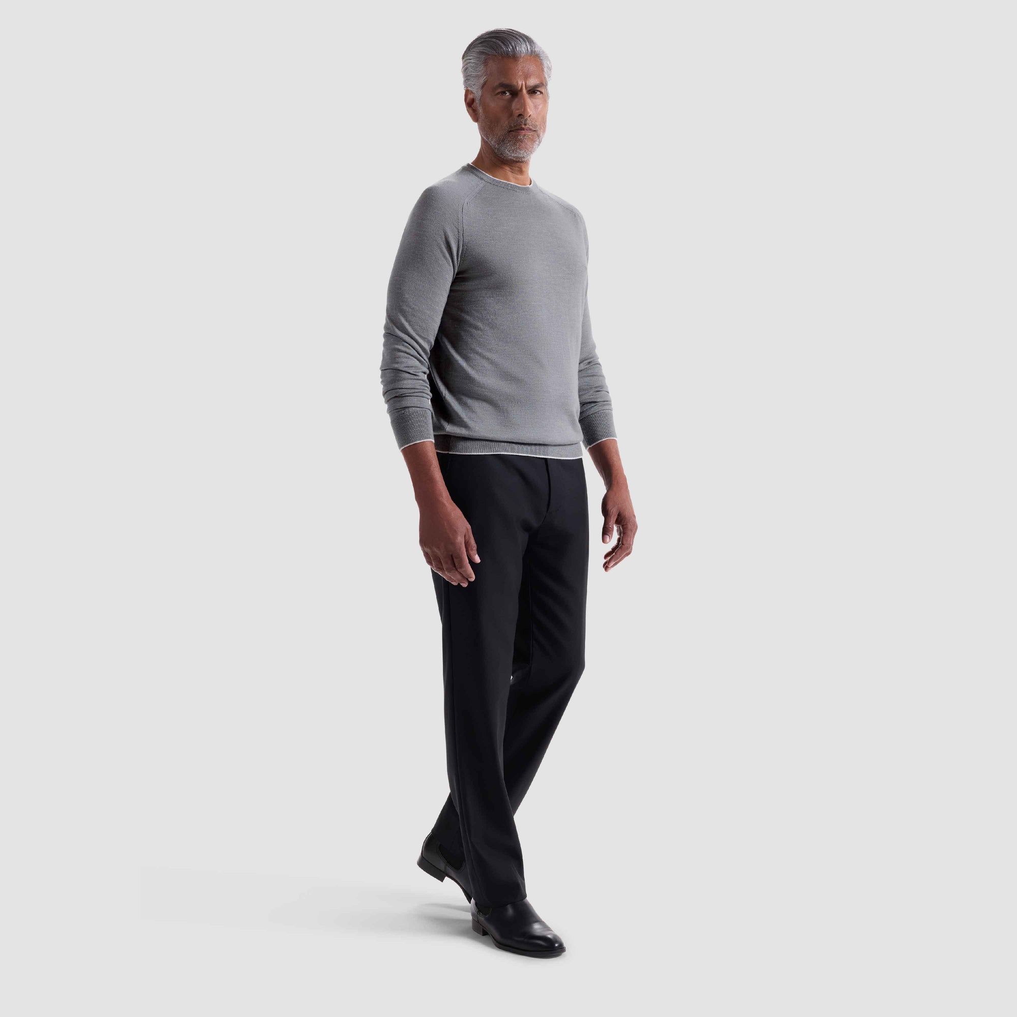 Melange Merino-Silk-Linen Crewneck Sweater