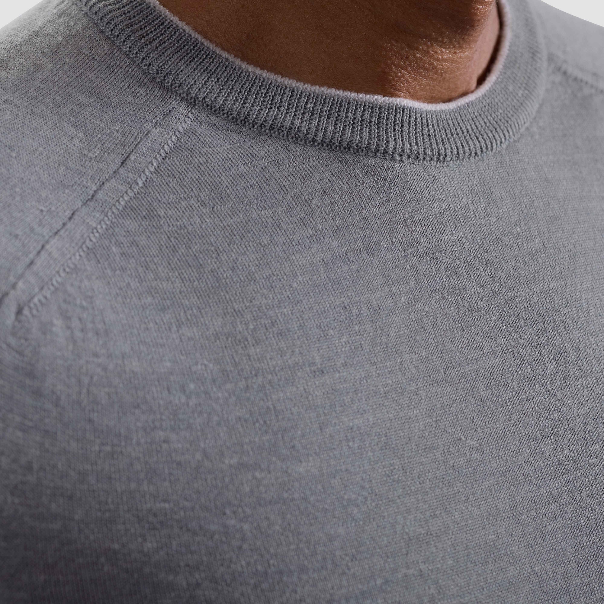 Melange Merino-Silk-Linen Crewneck Sweater