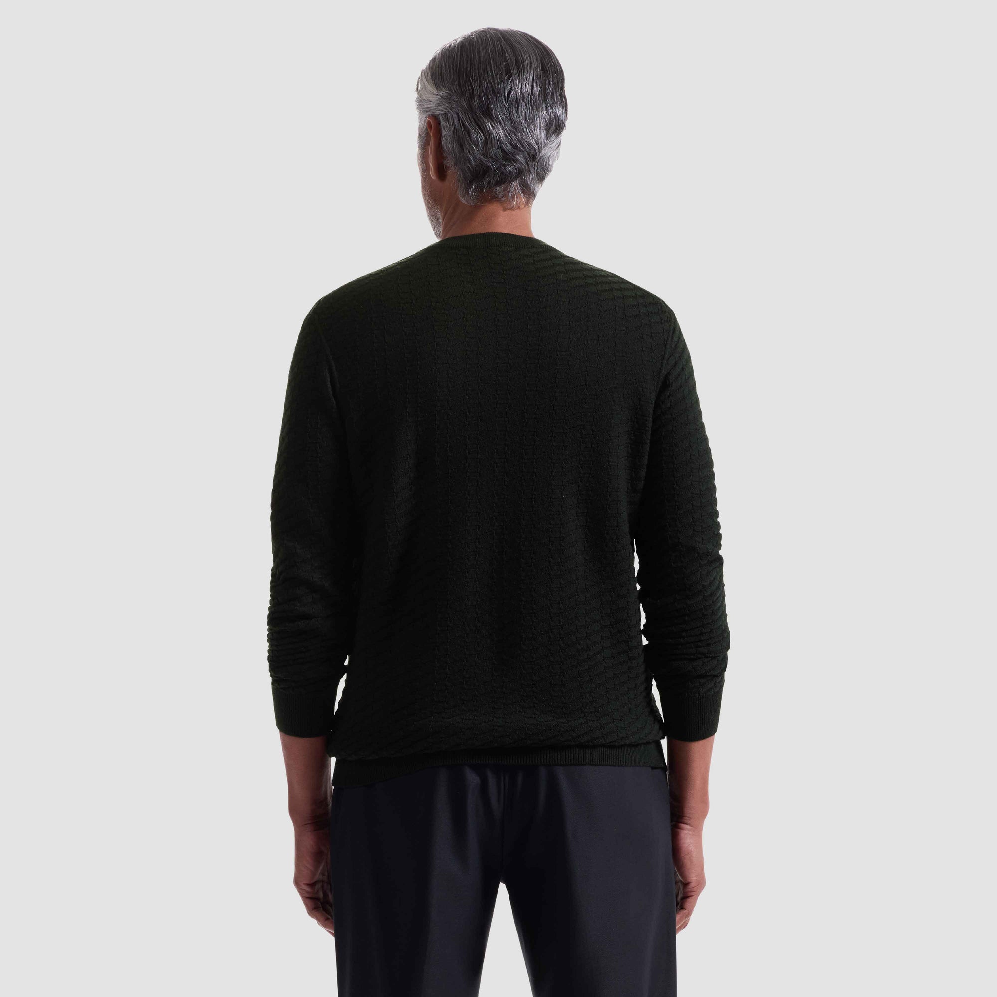 Pyramid Stitch Merino-Silk Crewneck Sweater