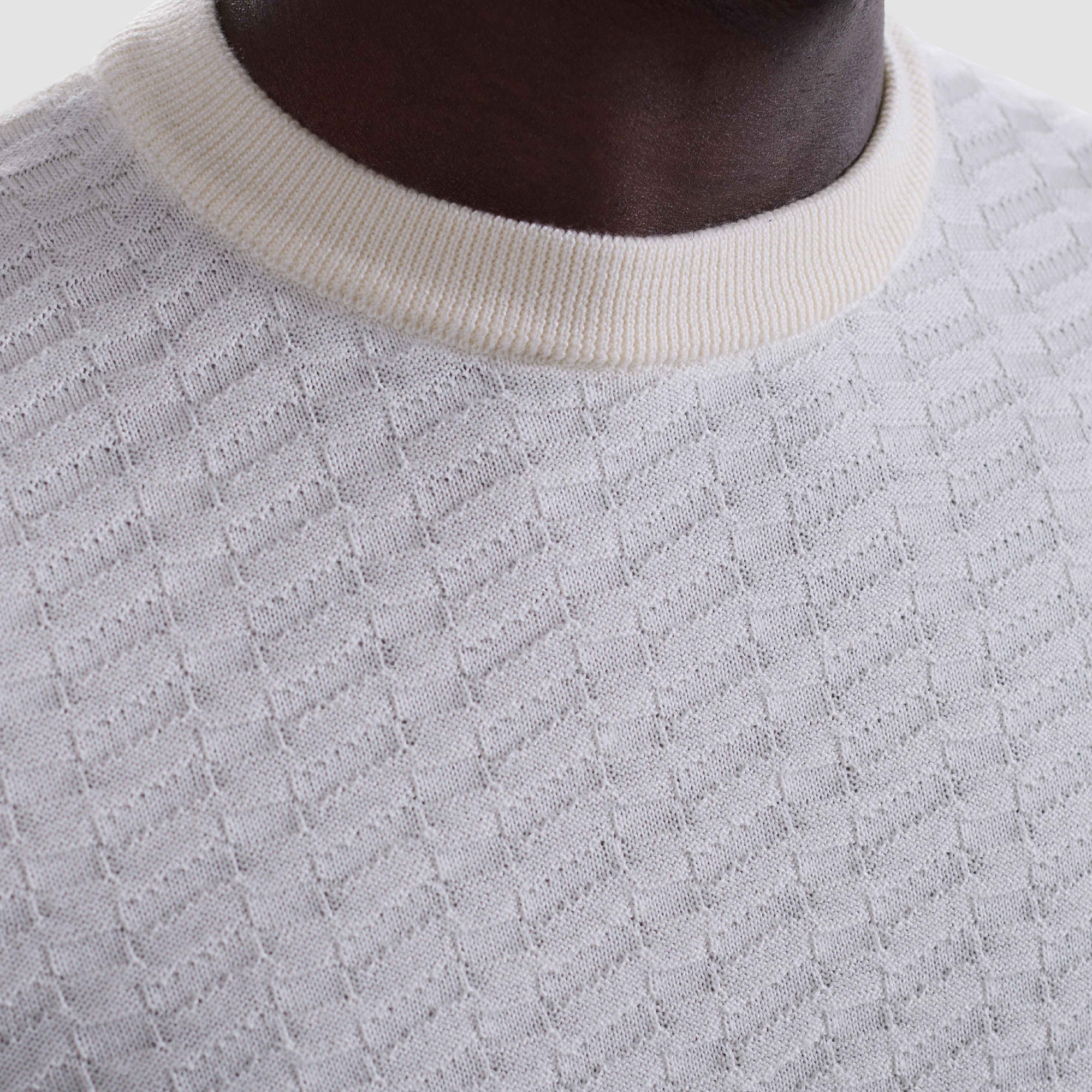 Pyramid Stitch Merino-Silk Crewneck Sweater