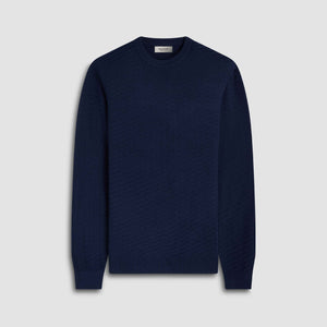 Pyramid Stitch Merino-Silk Crewneck Sweater