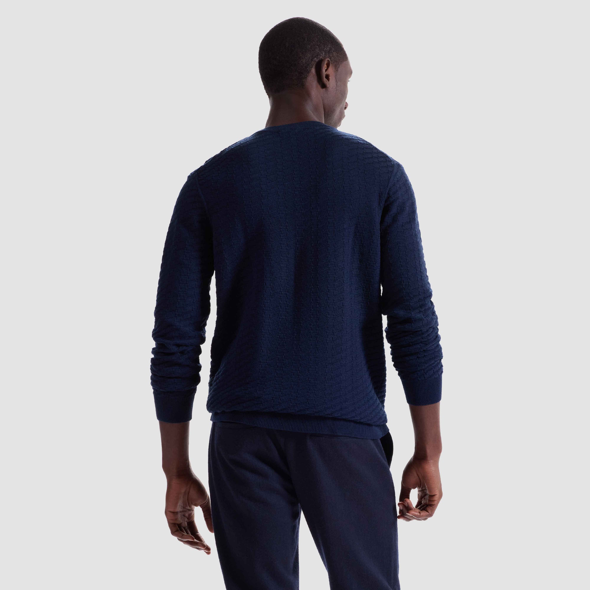 Pyramid Stitch Merino-Silk Crewneck Sweater
