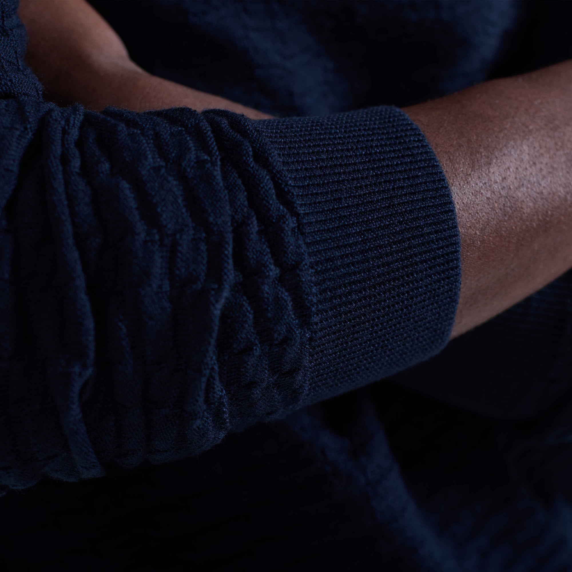 Pyramid Stitch Merino-Silk Crewneck Sweater