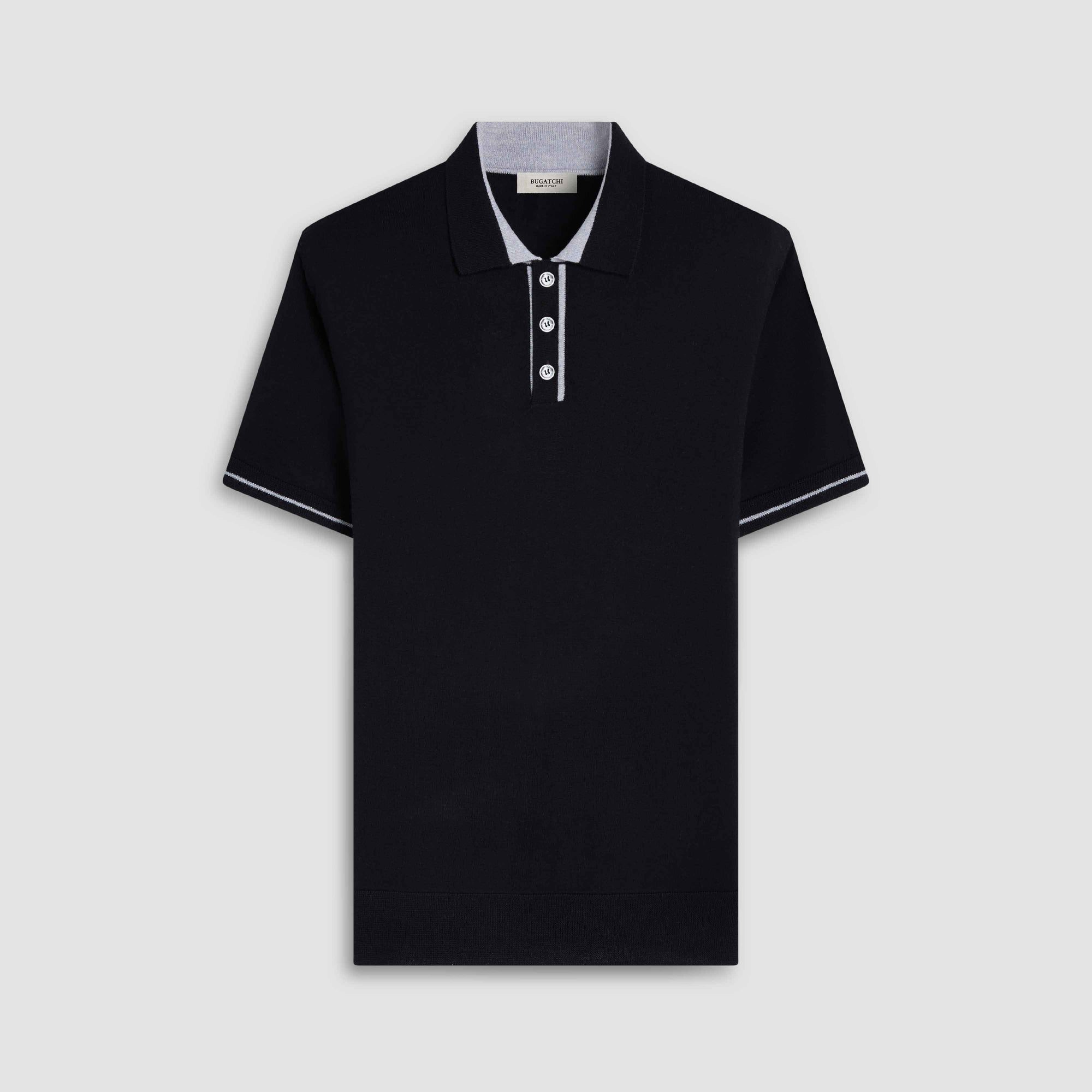 Solid Rib Merino-Silk Polo Sweater