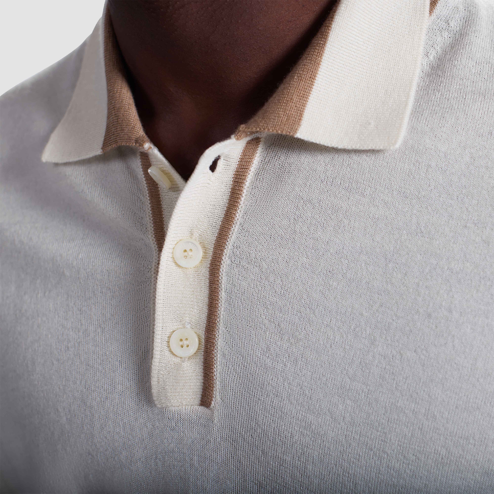 Solid Rib Merino-Silk Polo Sweater