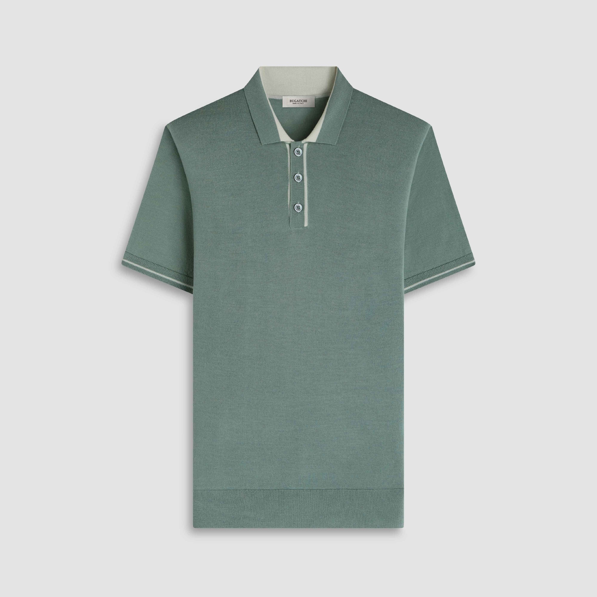 Solid Rib Merino-Silk Polo Sweater