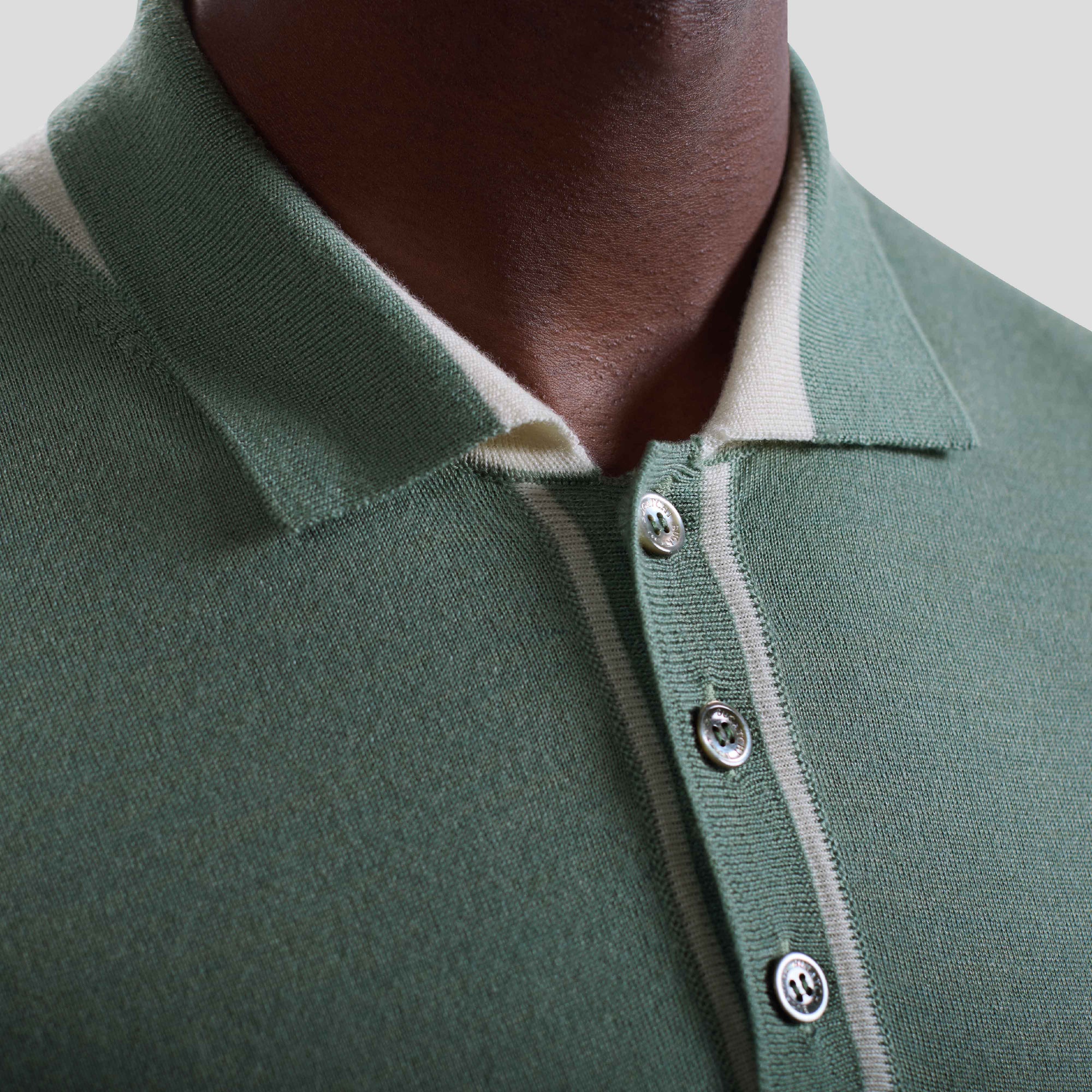 Solid Rib Merino-Silk Polo Sweater