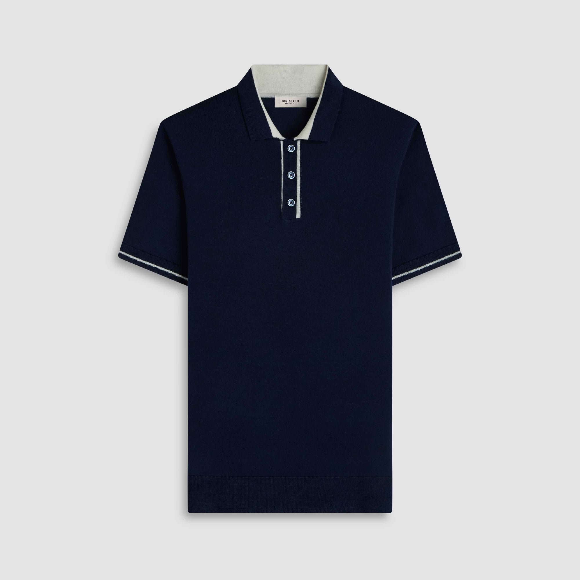 Solid Rib Merino-Silk Polo Sweater