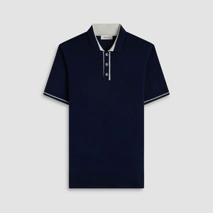 Solid Rib Merino-Silk Polo Sweater