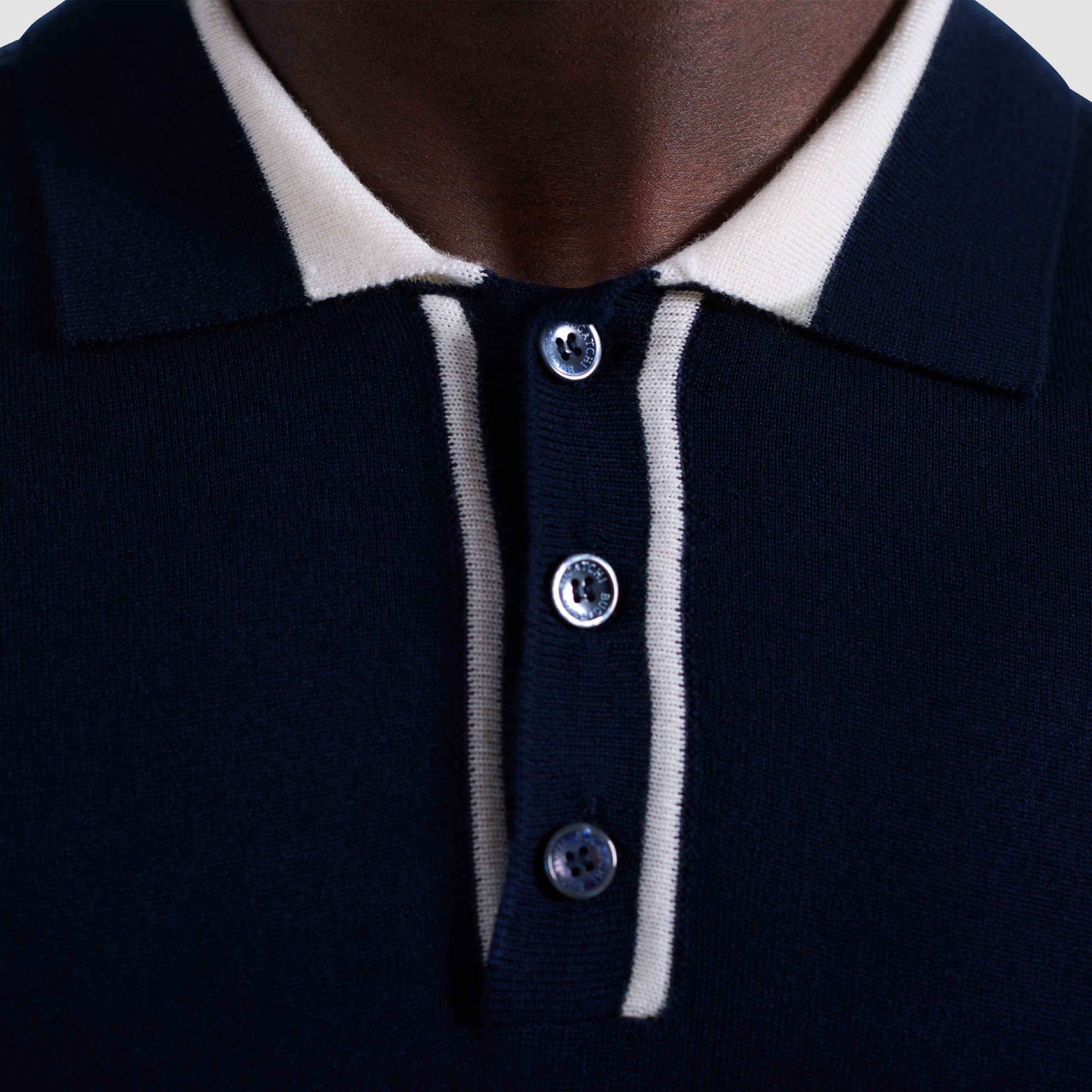 Solid Rib Merino-Silk Polo Sweater