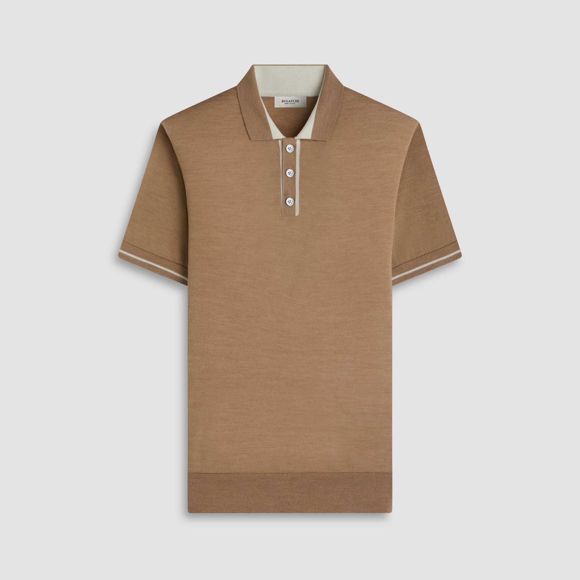 Solid Rib Merino-Silk Polo Sweater