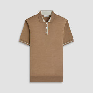 Solid Rib Merino-Silk Polo Sweater