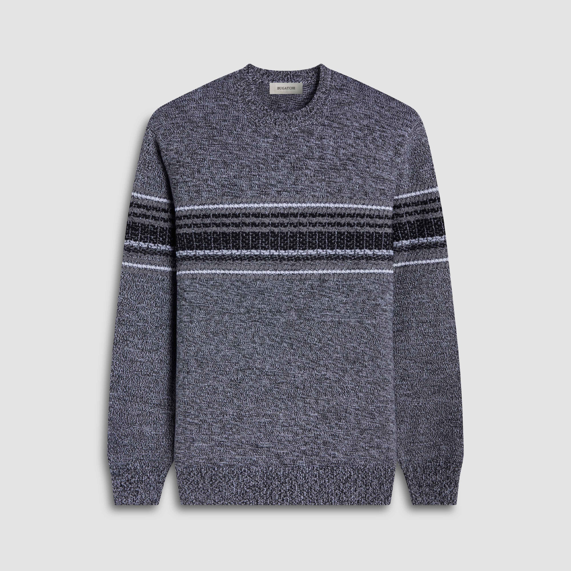 Mixed Media Front Crewneck Sweater