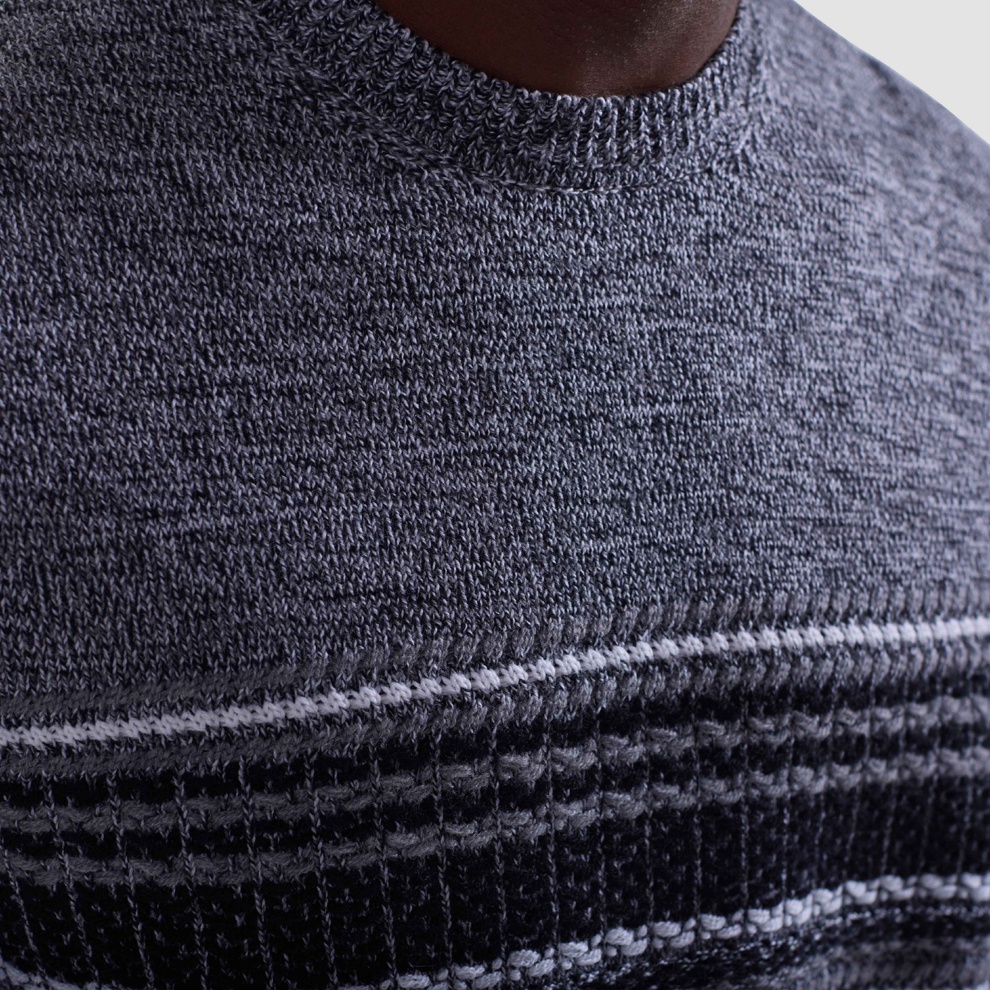 Mixed Media Front Crewneck Sweater