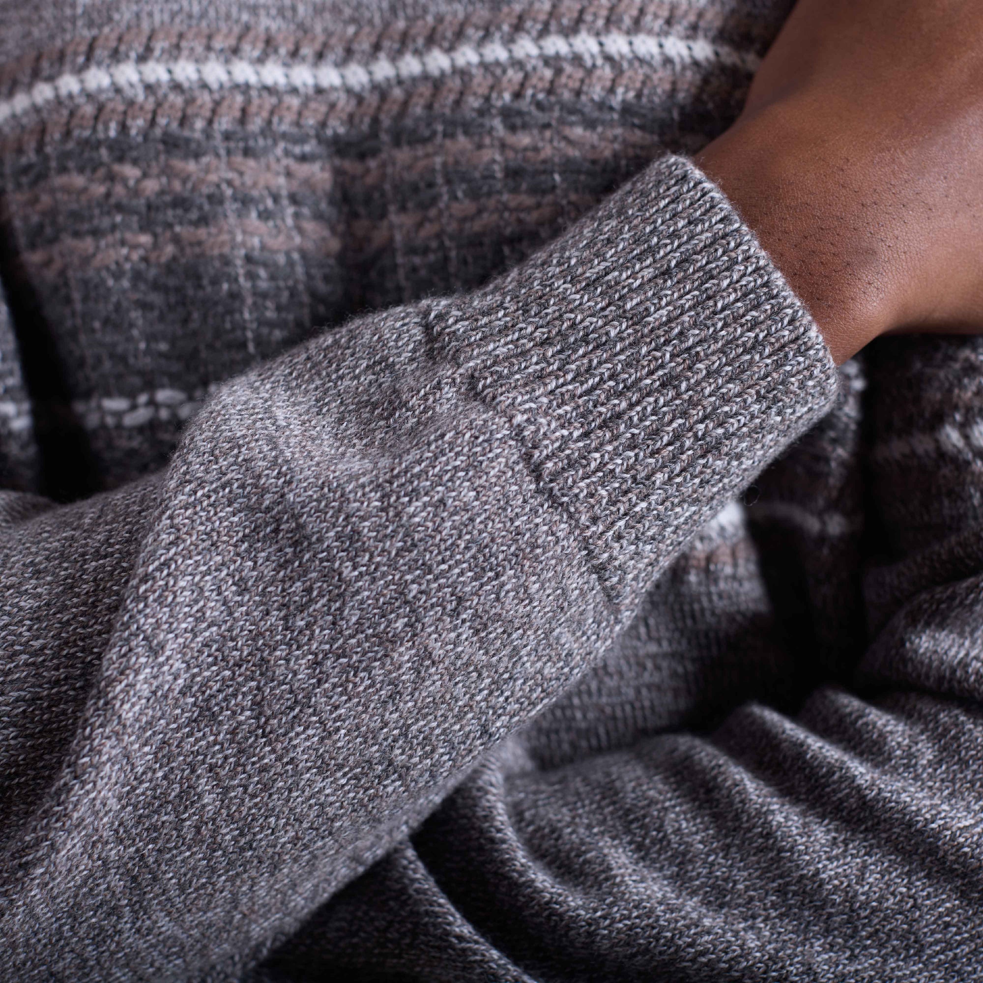 Mixed Media Front Crewneck Sweater