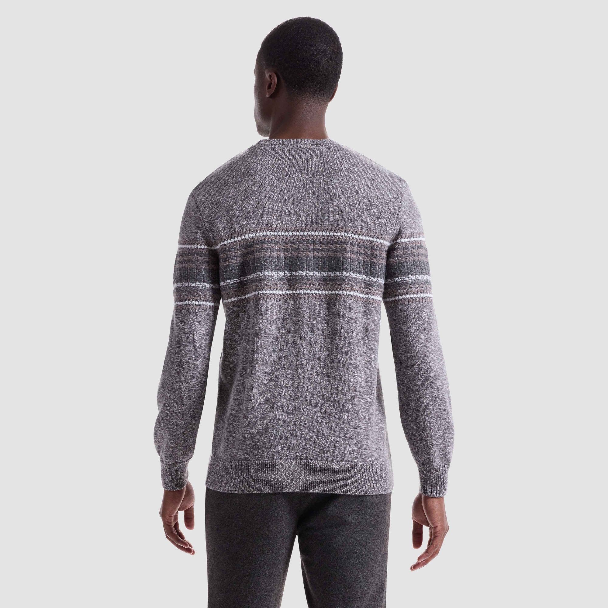 Mixed Media Front Crewneck Sweater