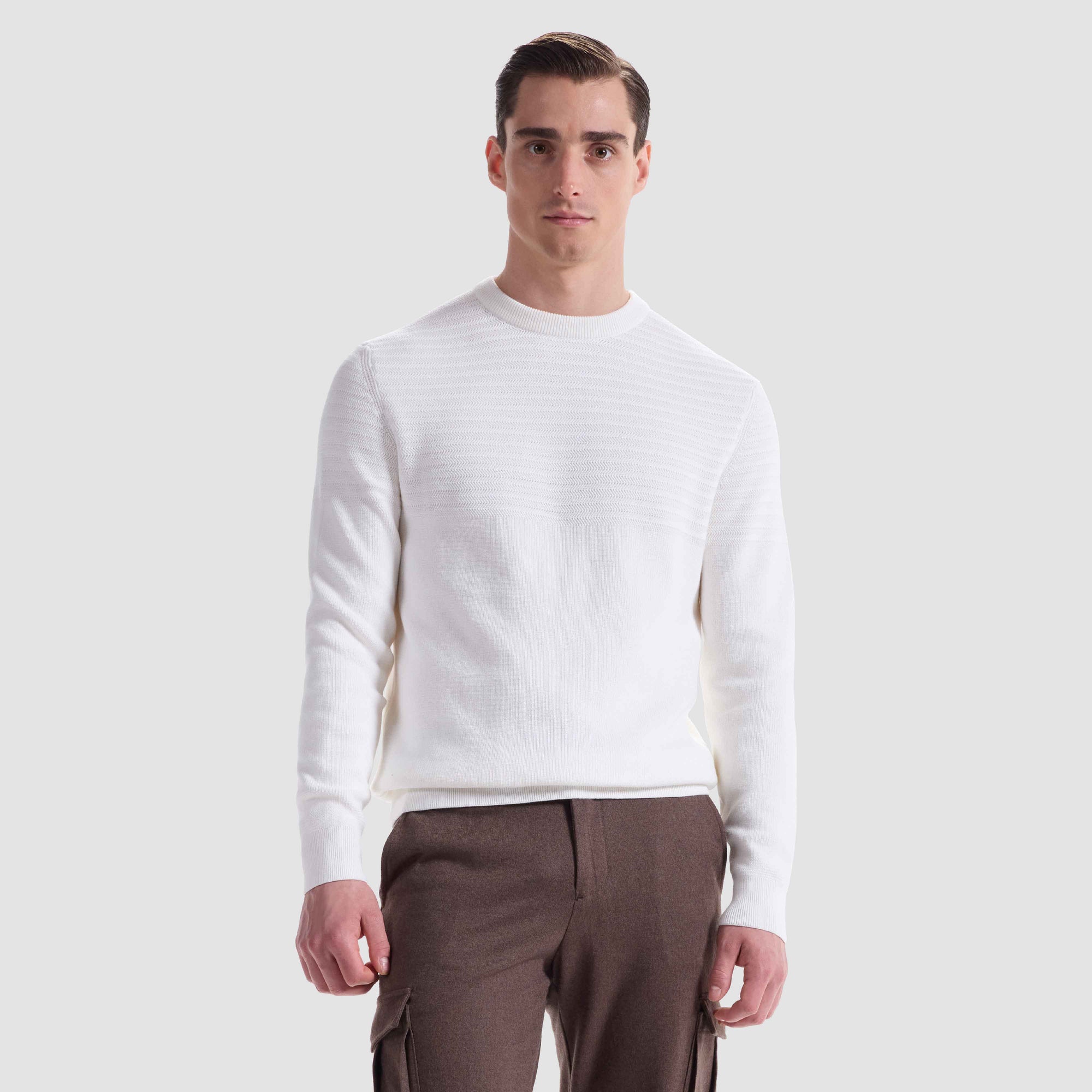 Mixed Media Crewneck Sweater