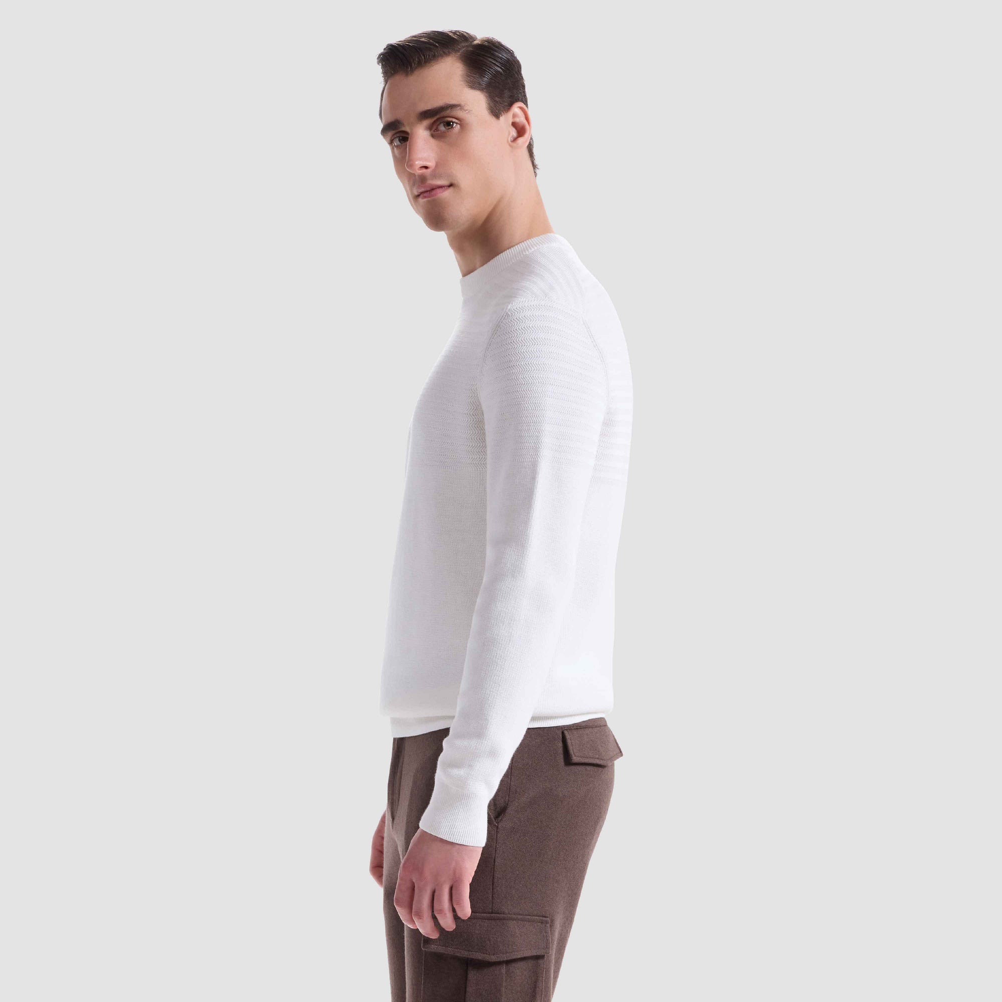 Mixed Media Crewneck Sweater