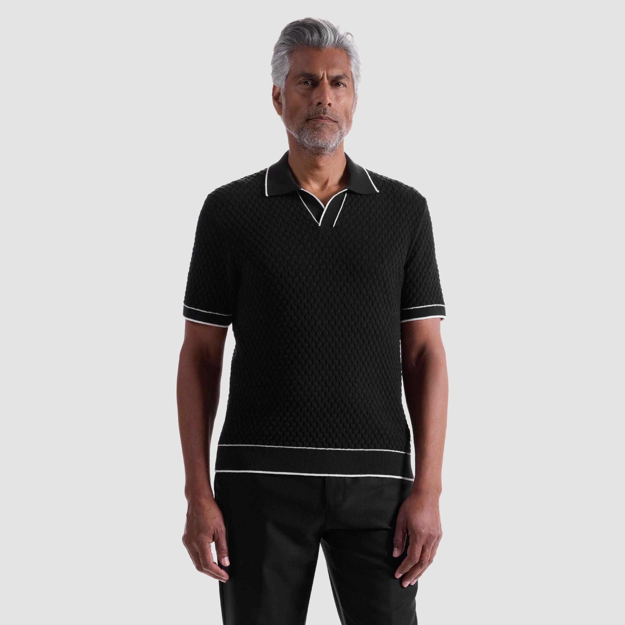 Diamond Cable Polo Sweater