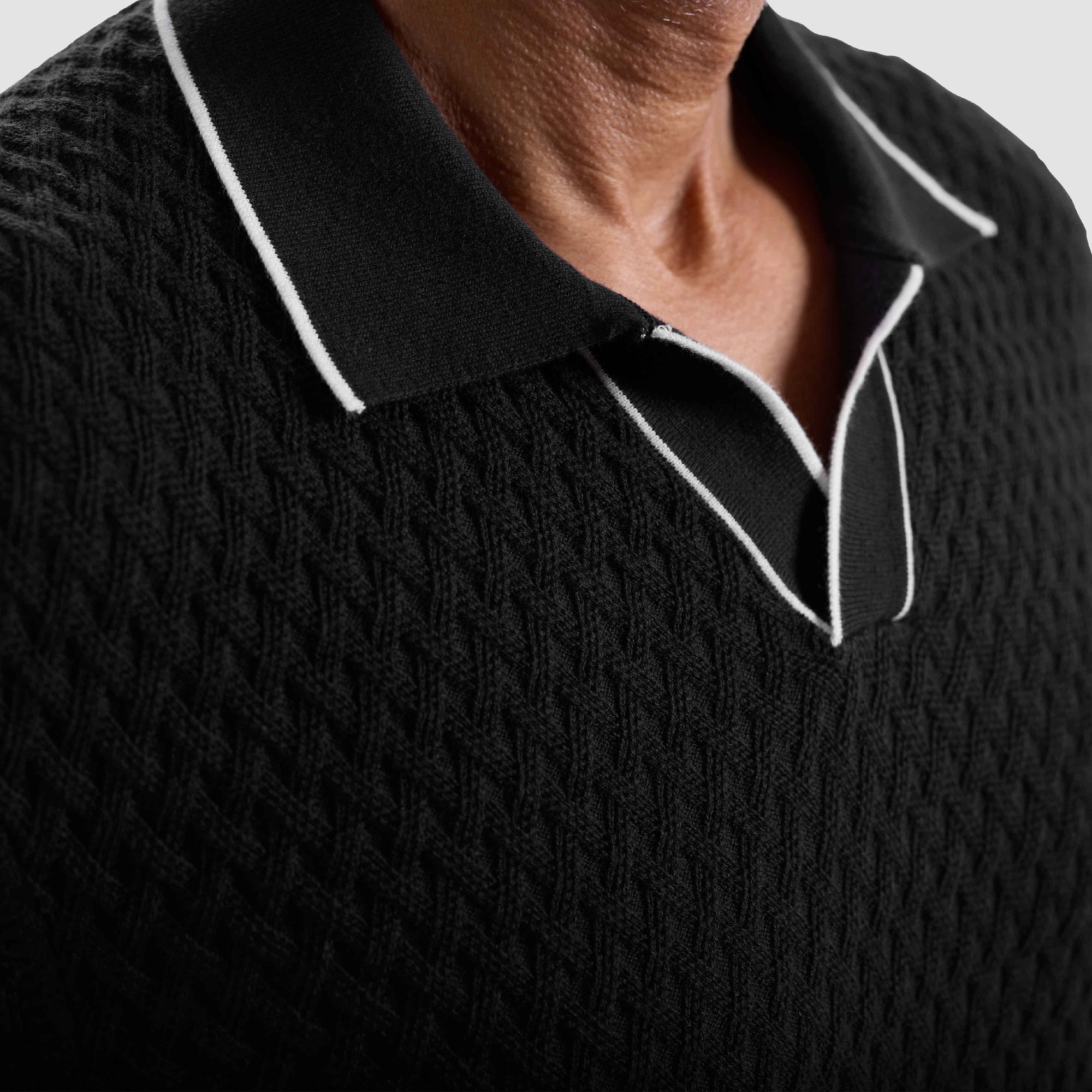 Diamond Cable Polo Sweater