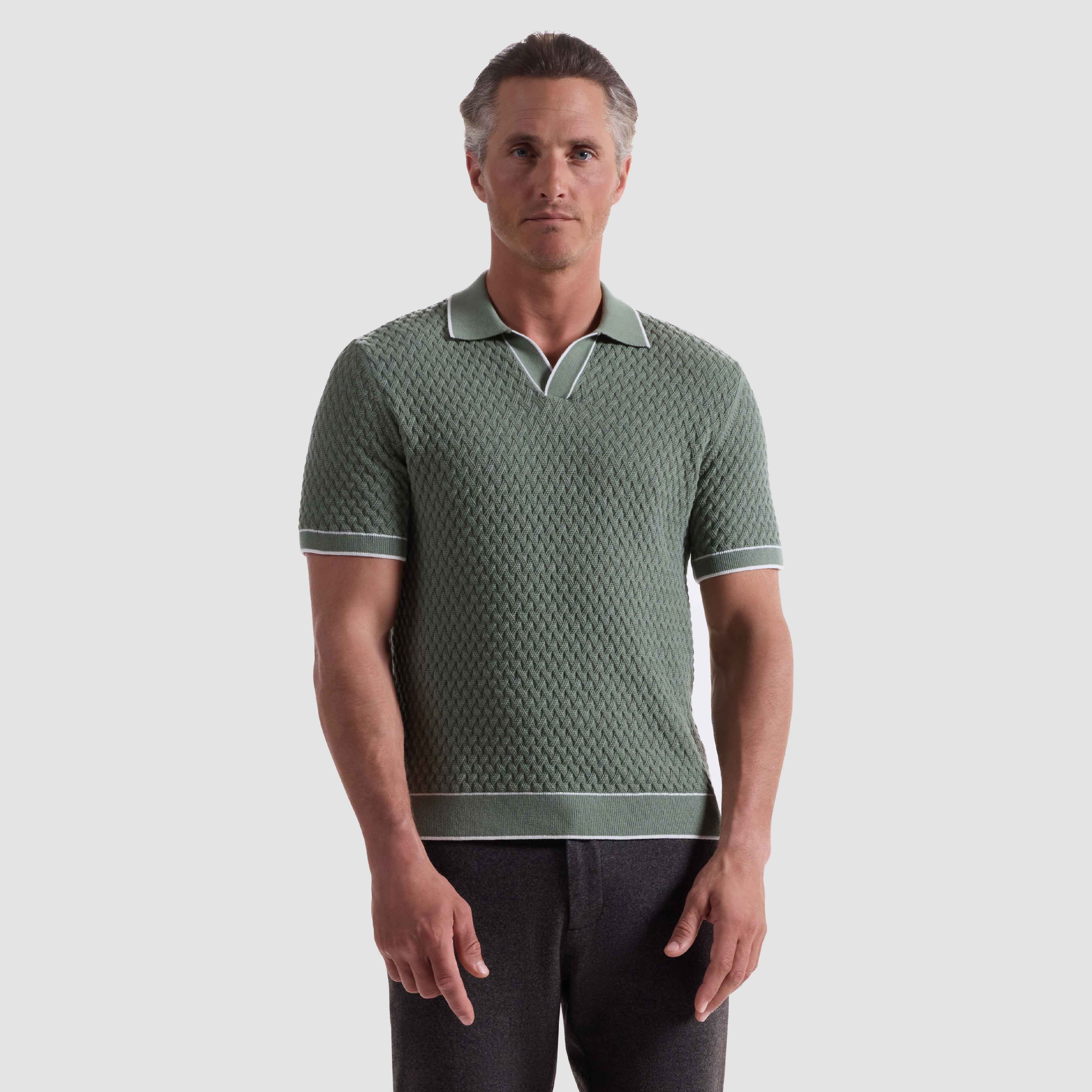 Diamond Cable Polo Sweater – BUGATCHI