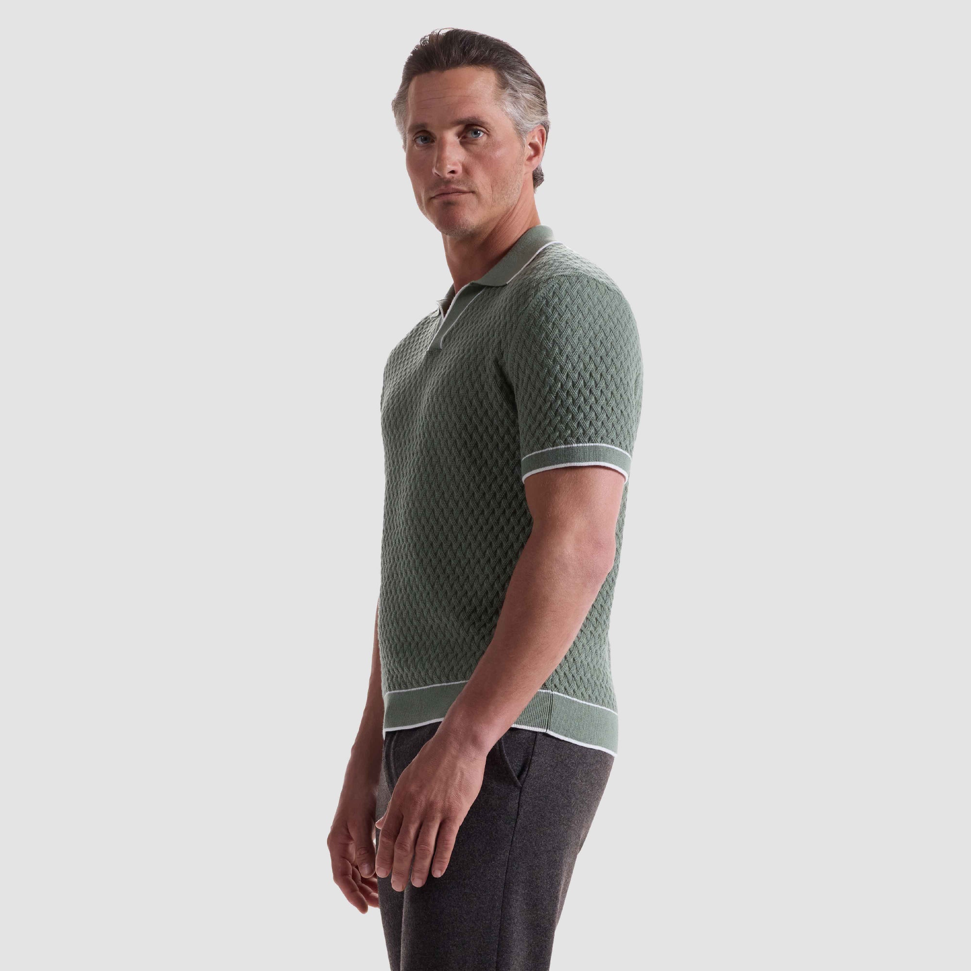 Diamond Cable Polo Sweater