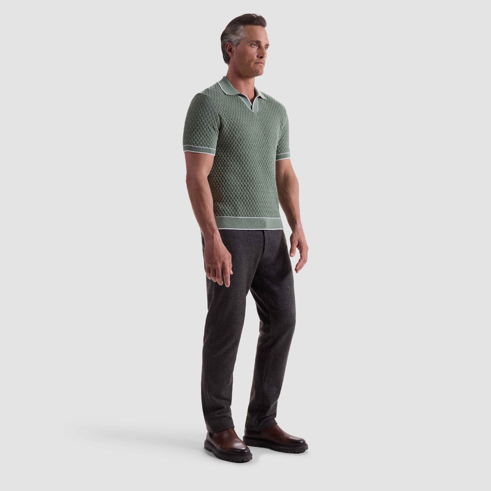 Diamond Cable Polo Sweater