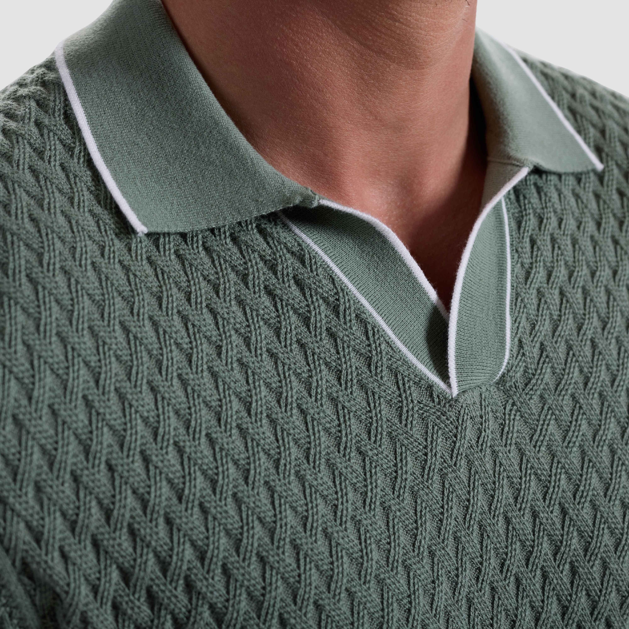 Diamond Cable Polo Sweater