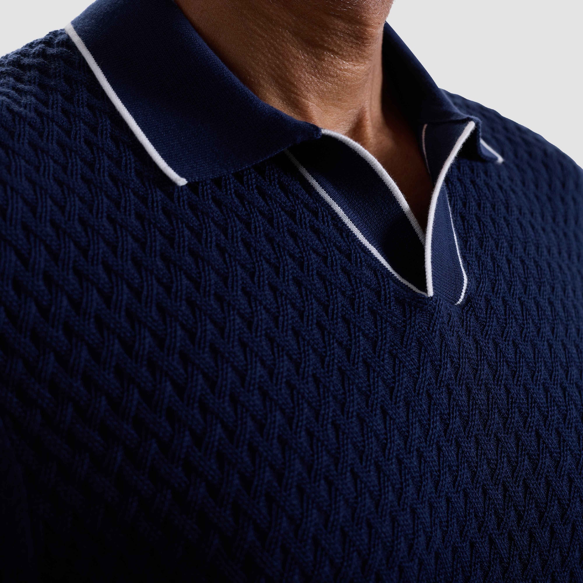 Diamond Cable Polo Sweater
