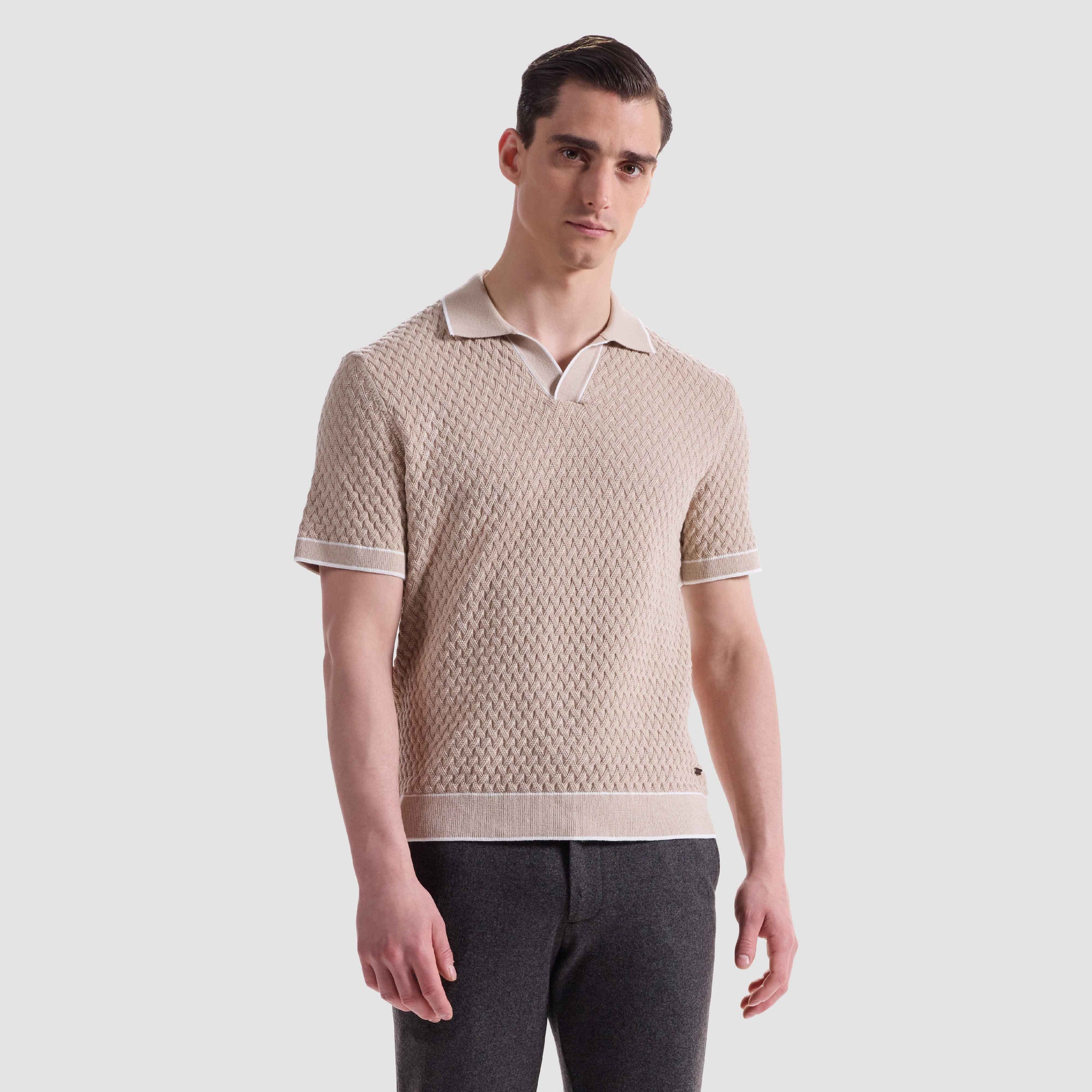 Diamond Cable Polo Sweater