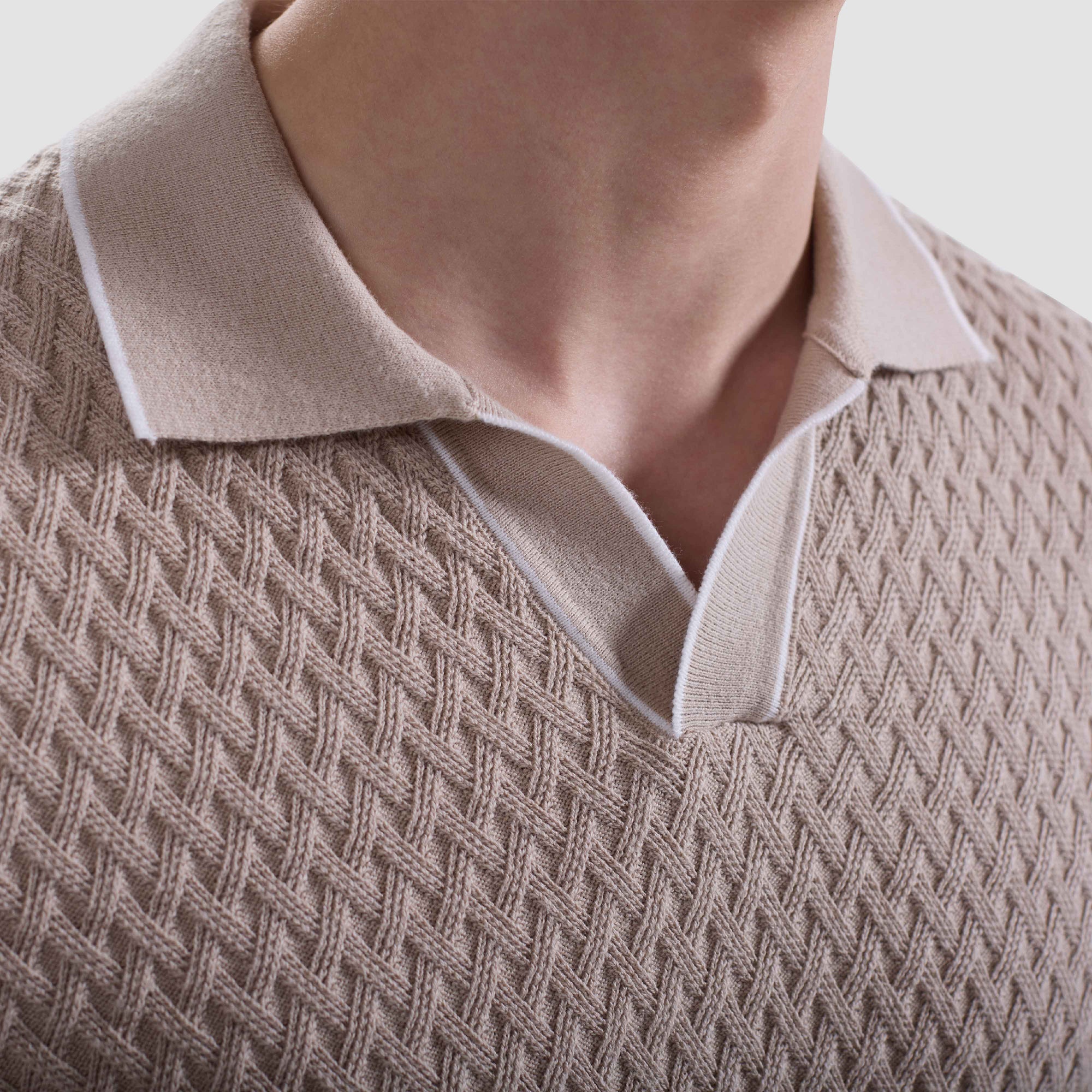 Diamond Cable Polo Sweater