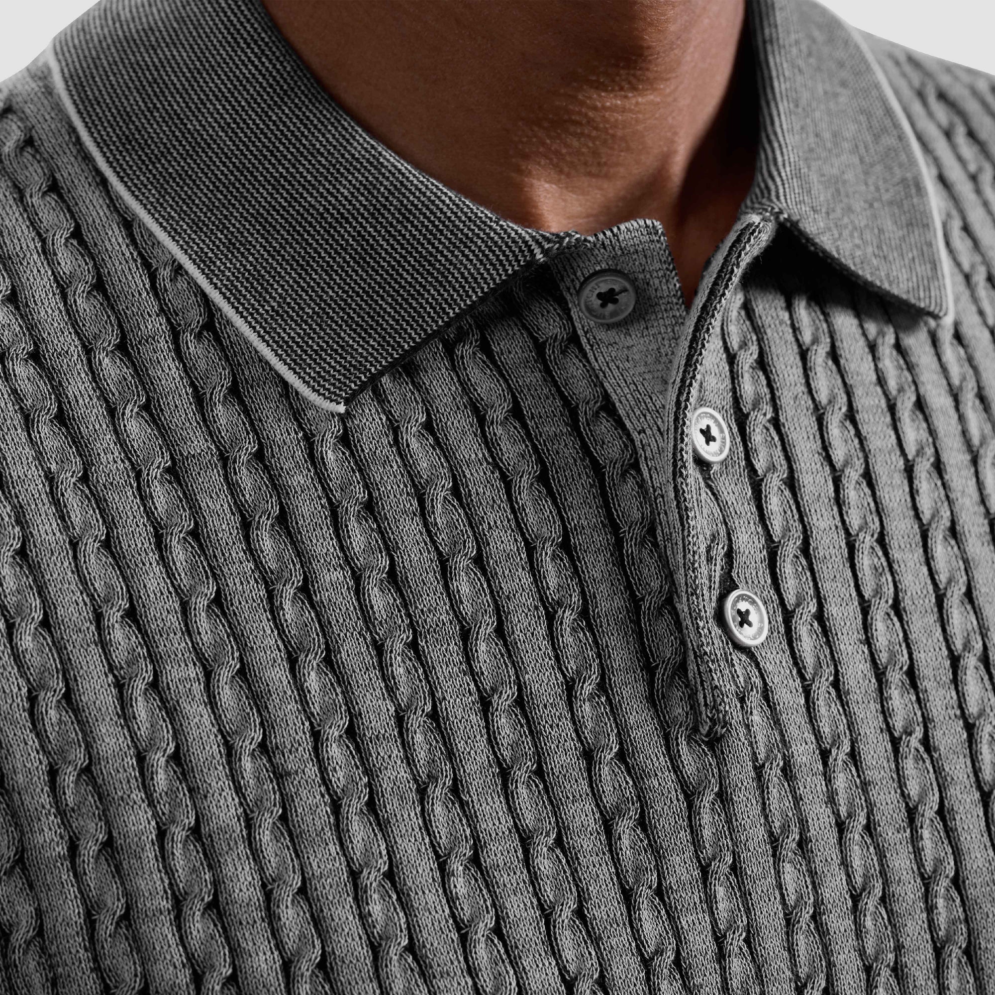 Cable Stitch Polo Sweater