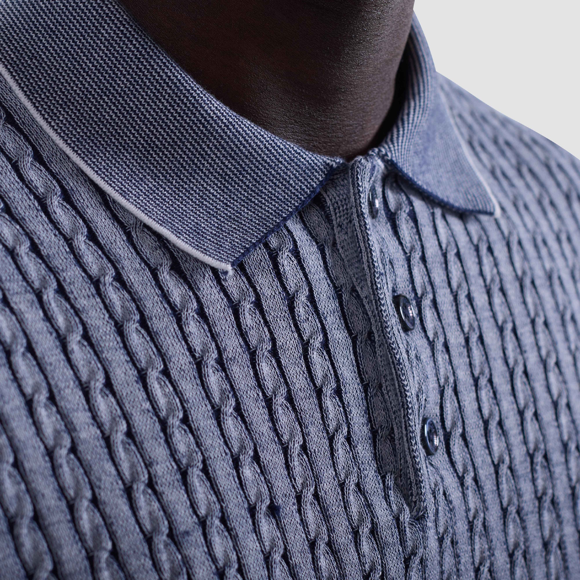 Cable Stitch Polo Sweater