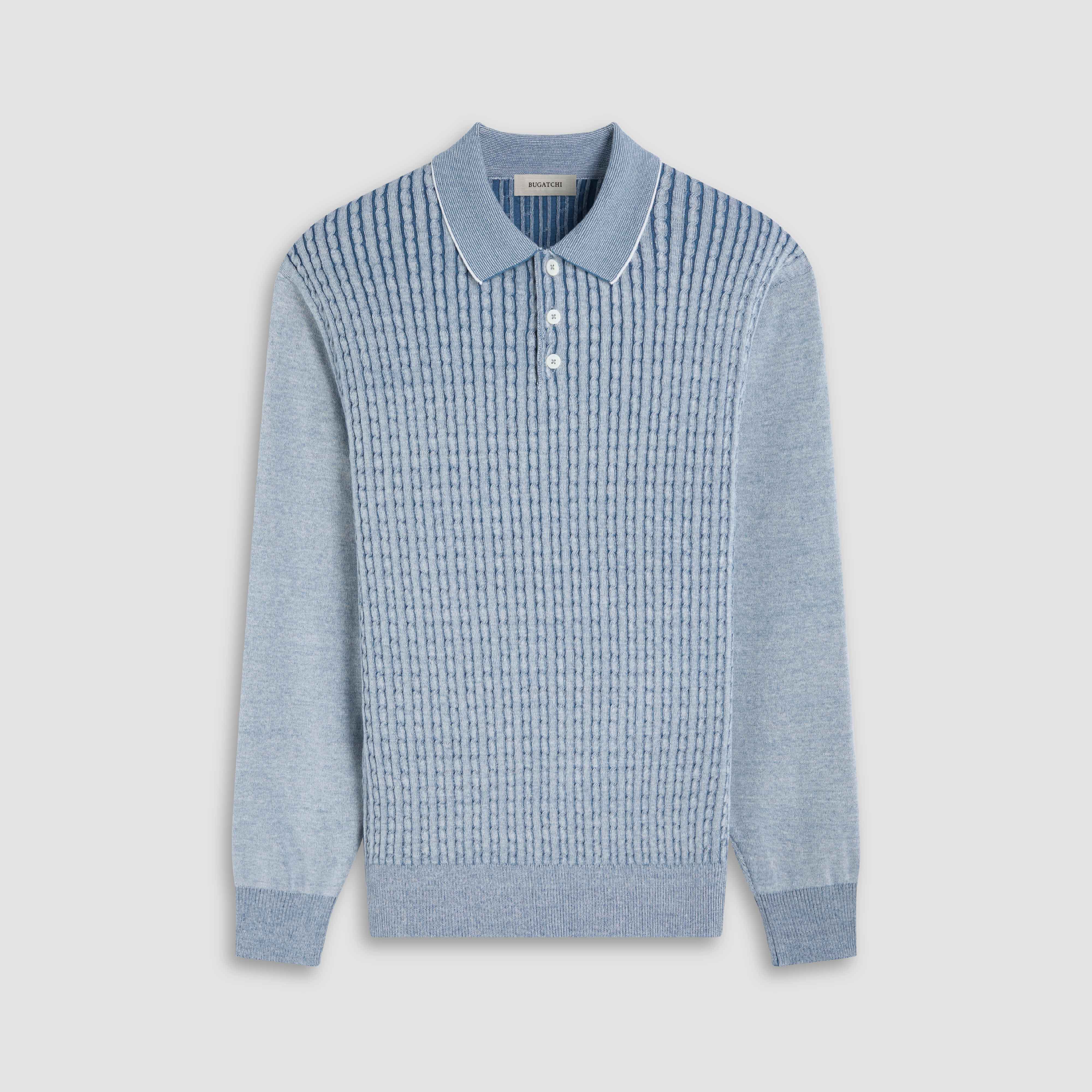 Cable Stitch Polo Sweater – BUGATCHI