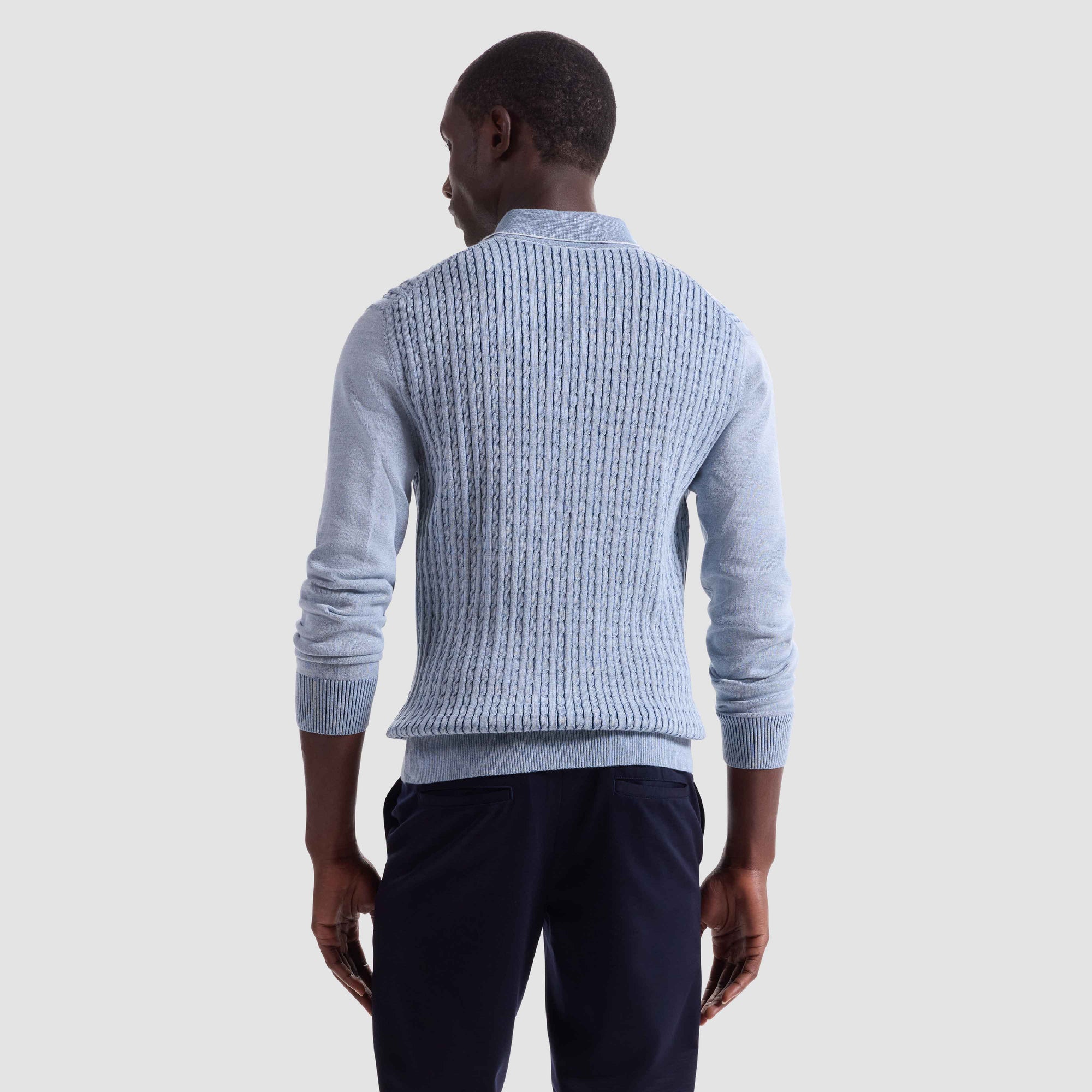 Cable Stitch Polo Sweater